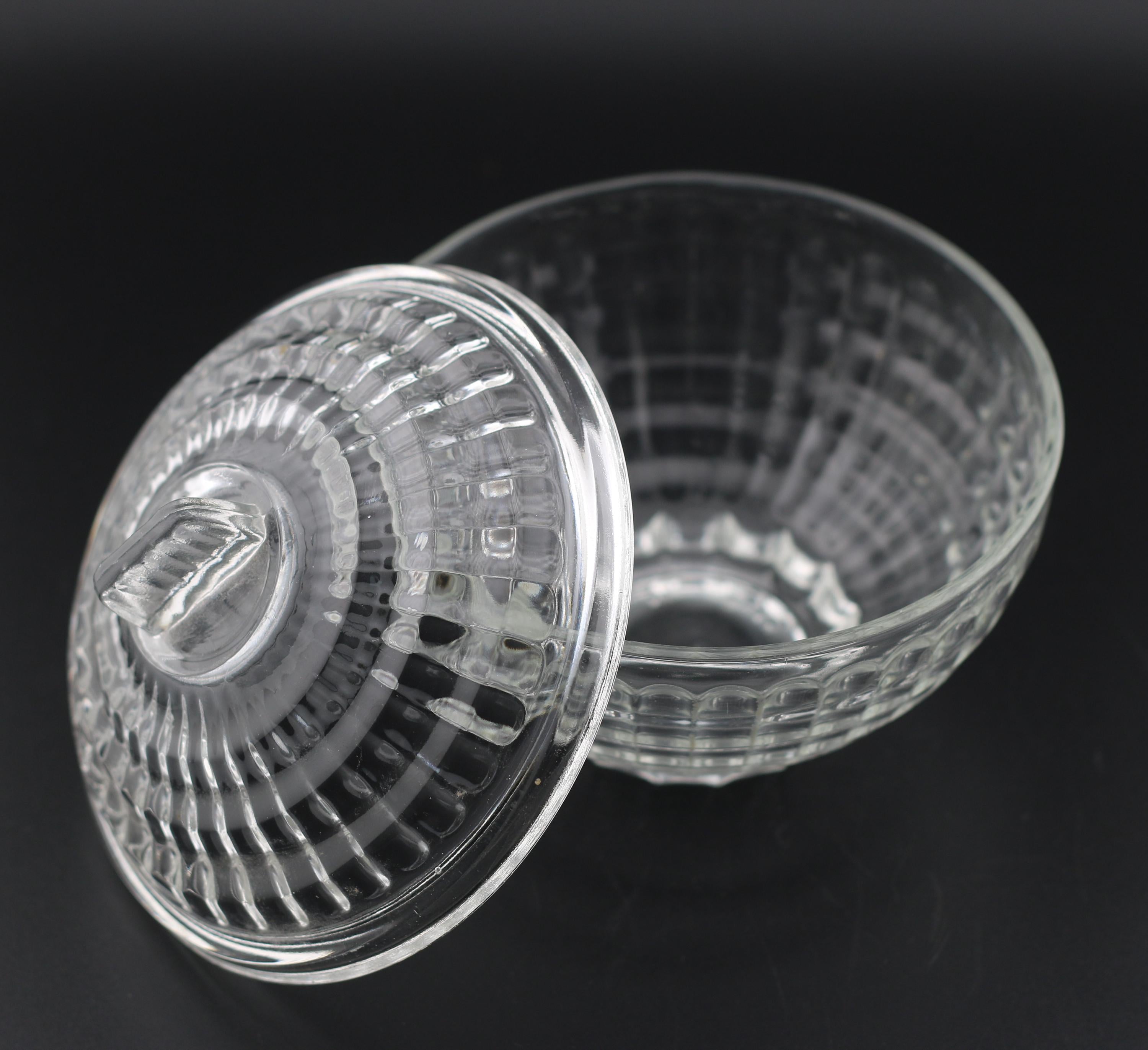 Vintage transparent glass sugar bowl with lid – Bistro style