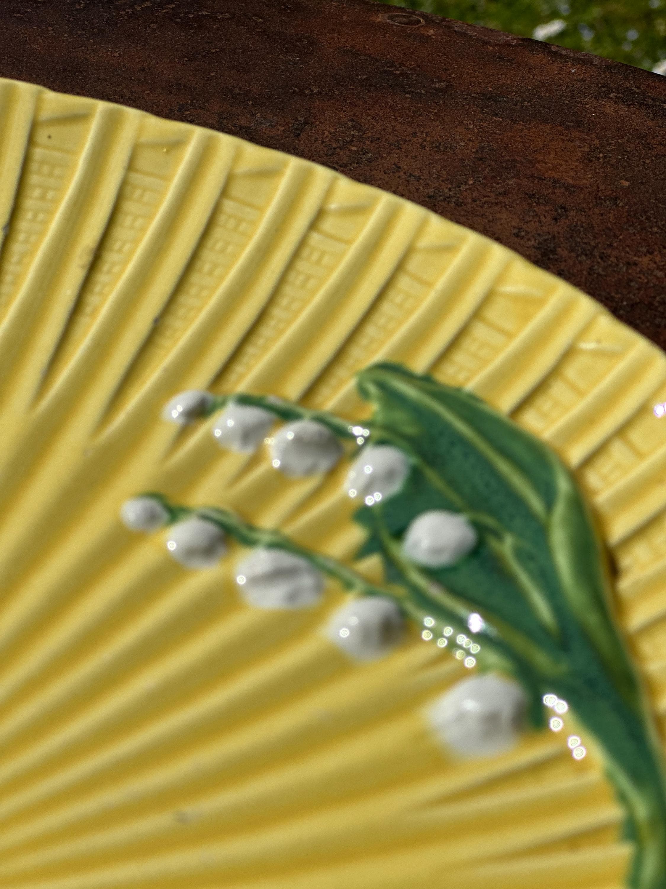 Antique Schramberg Majolica Dish – Yellow Slipware Style