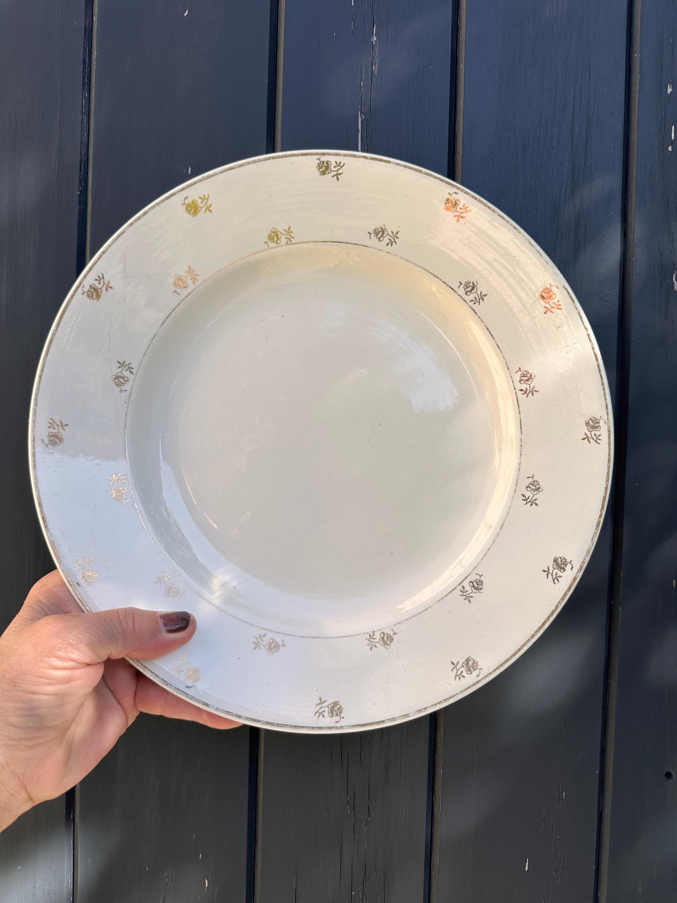 Grand plat rond ancien Digoin – Modèle Galibier