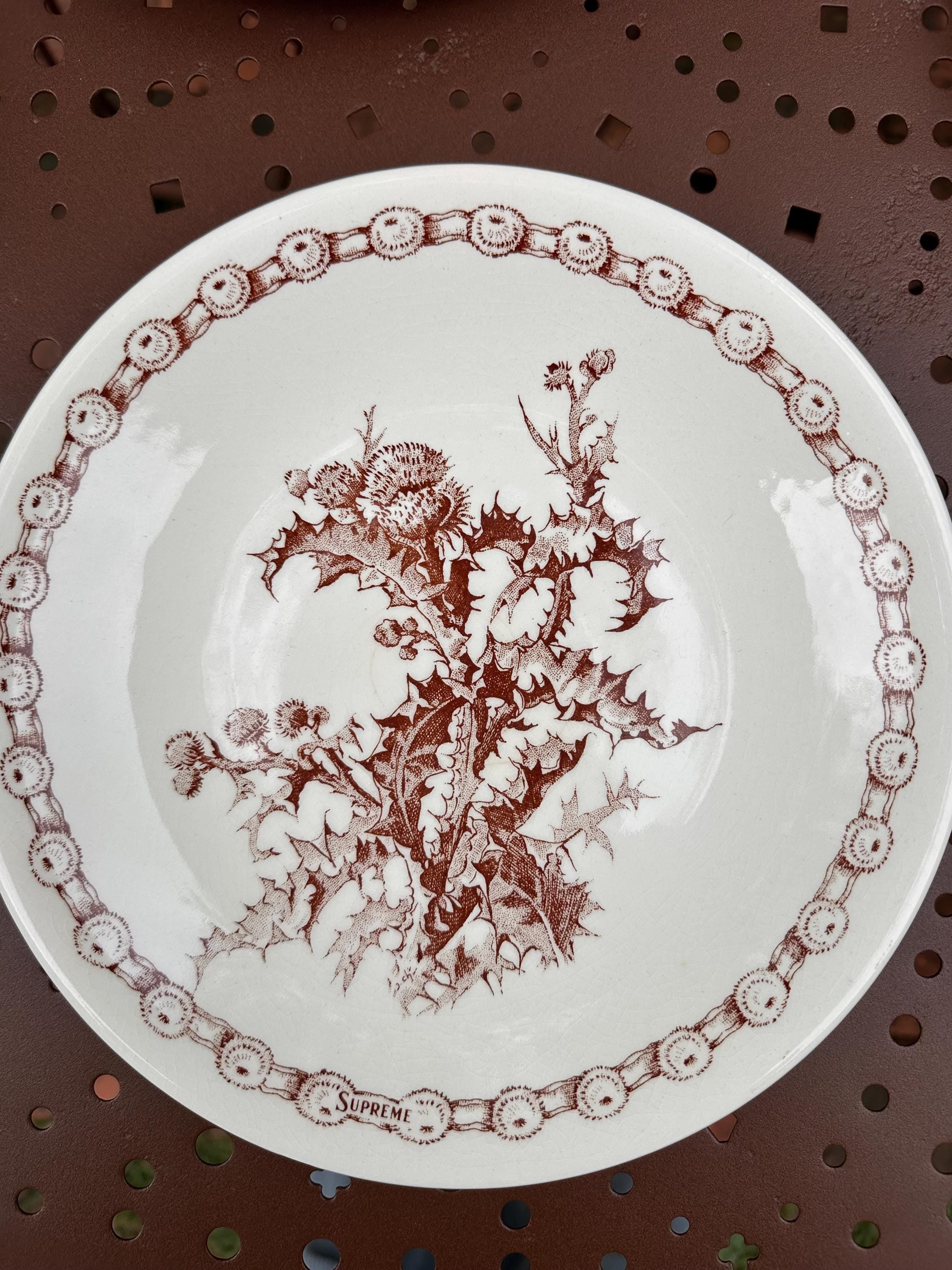 assiettes creuses vintage "Suprême" – Décor chardons marron Lot de 6