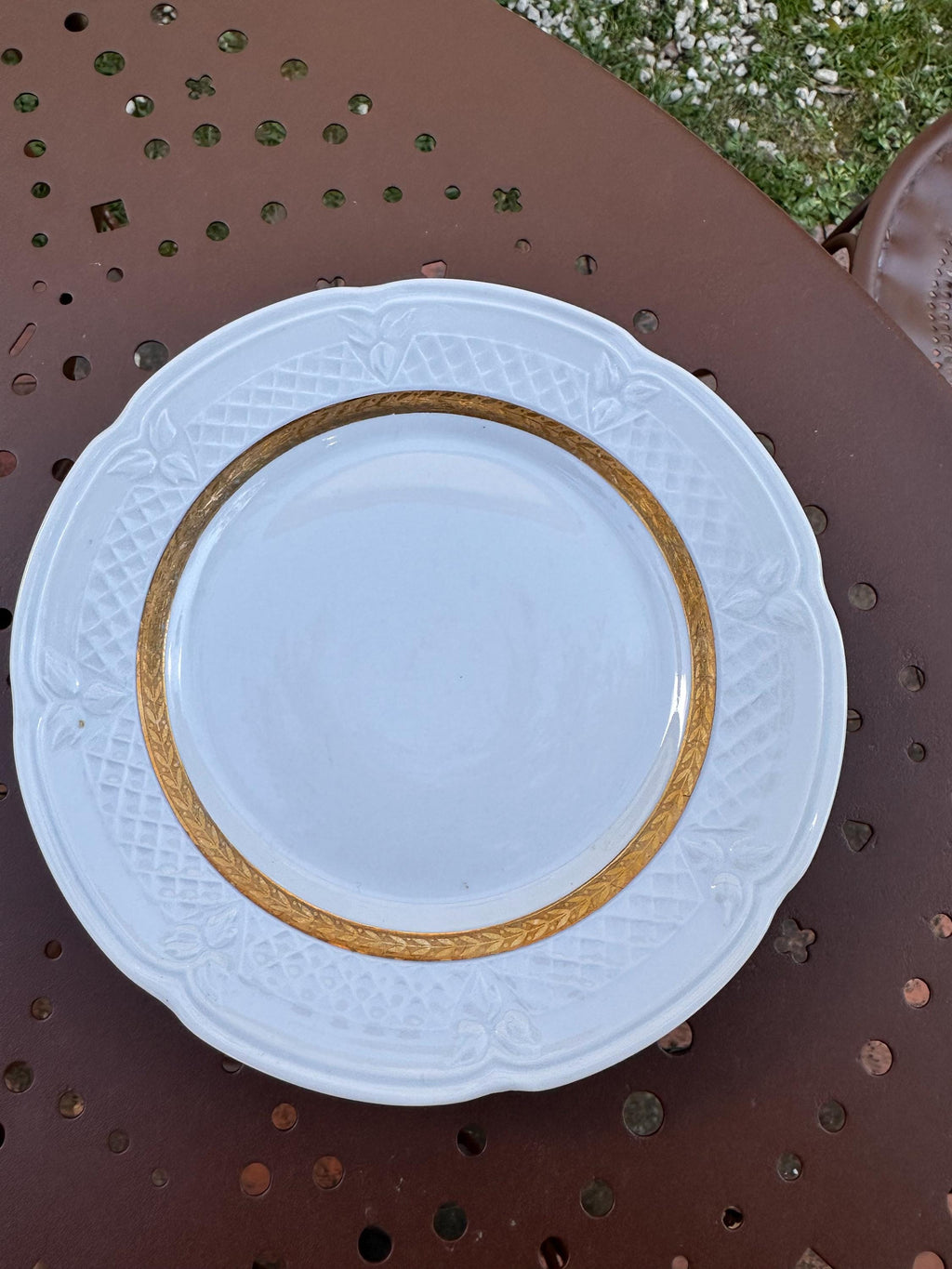 Assiettes à dessert Vintage Berry Haute Porcelaine France - 19 cm - Dorure Laurier & Relief - Petit prix - lot de 6