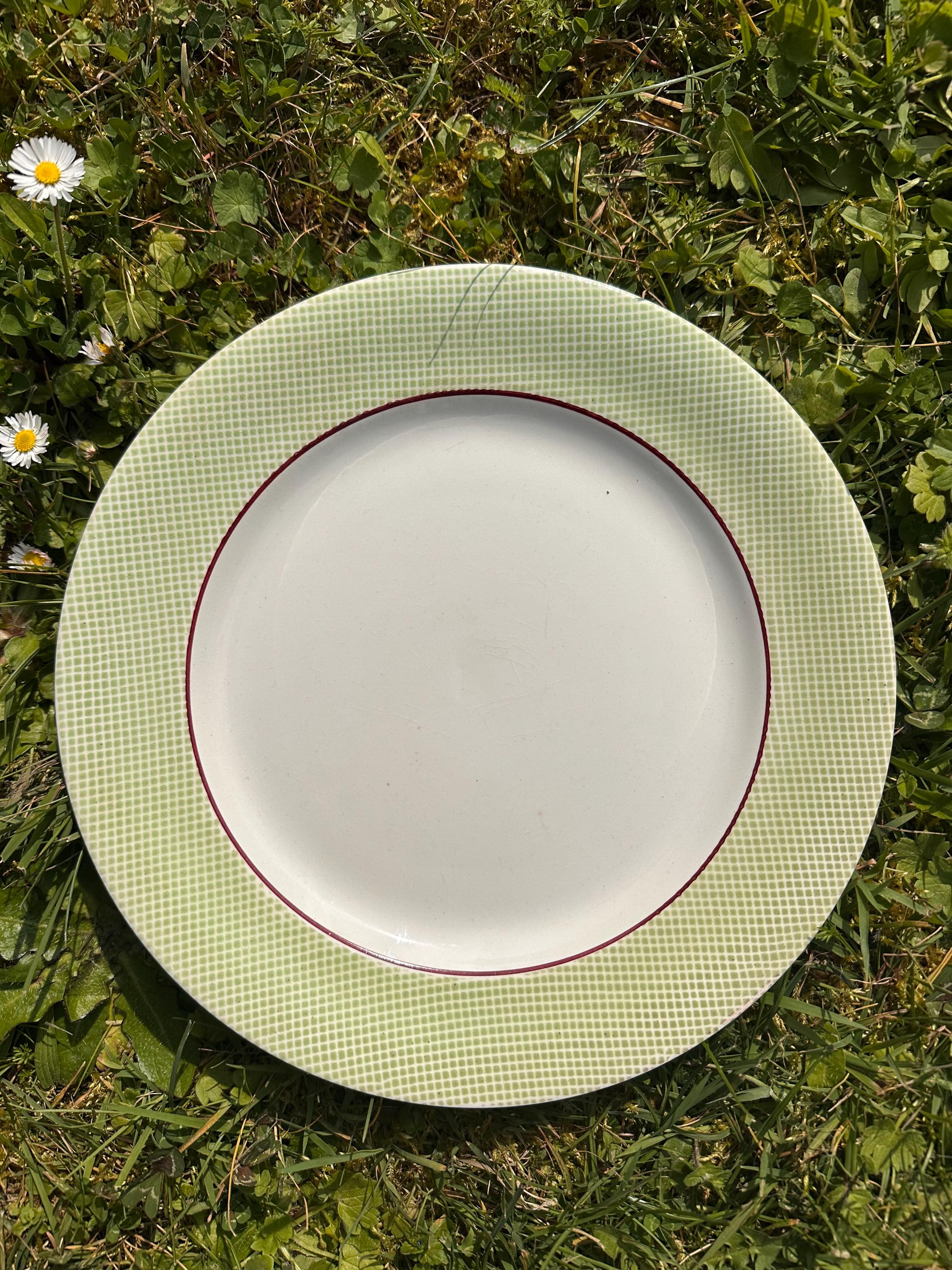 Plat à tarte Salins "Isoard" – Motif quadrillé vert, Ø 27 cm