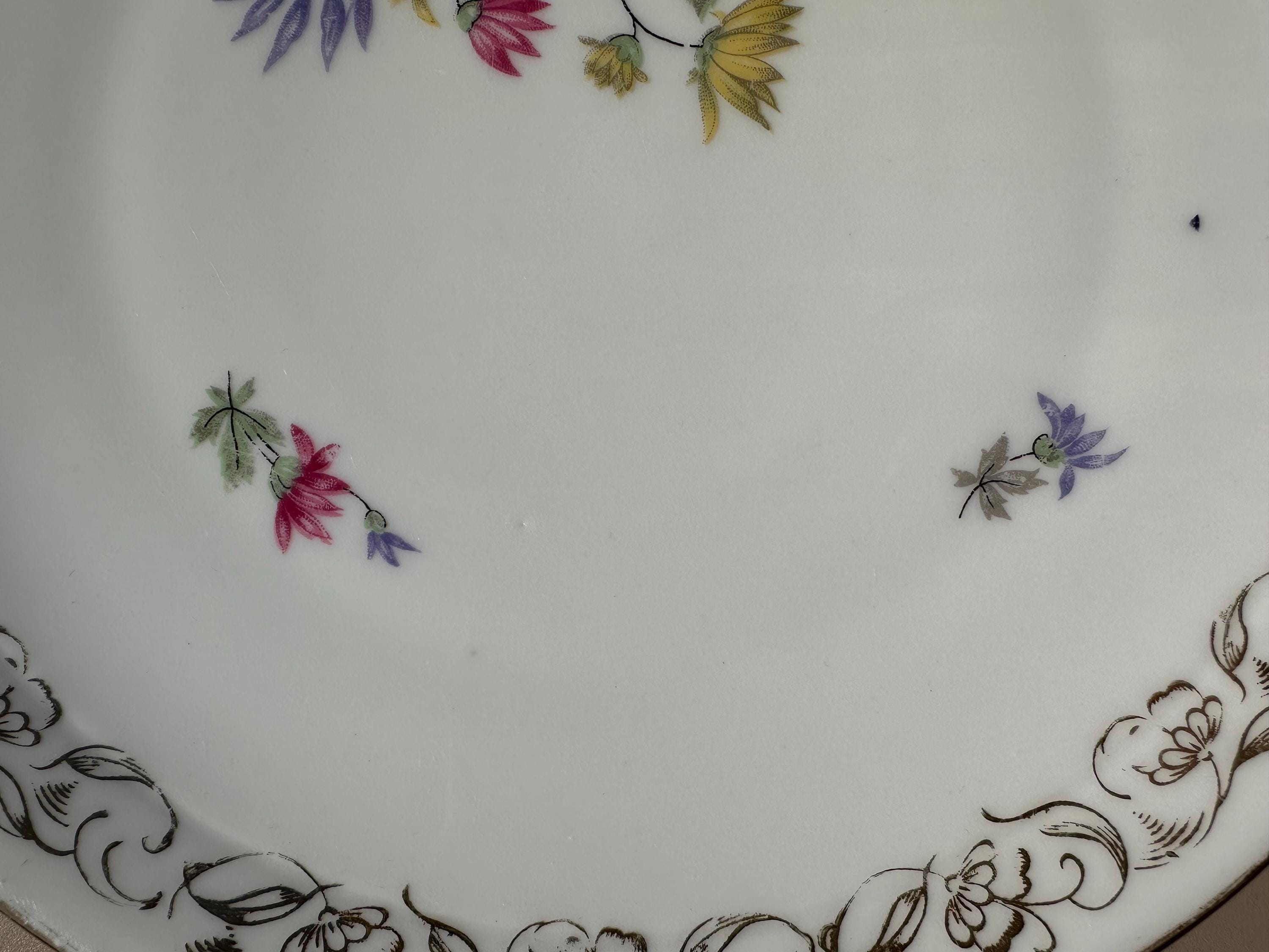 Large antique Limoges porcelain handled dish – Floral design