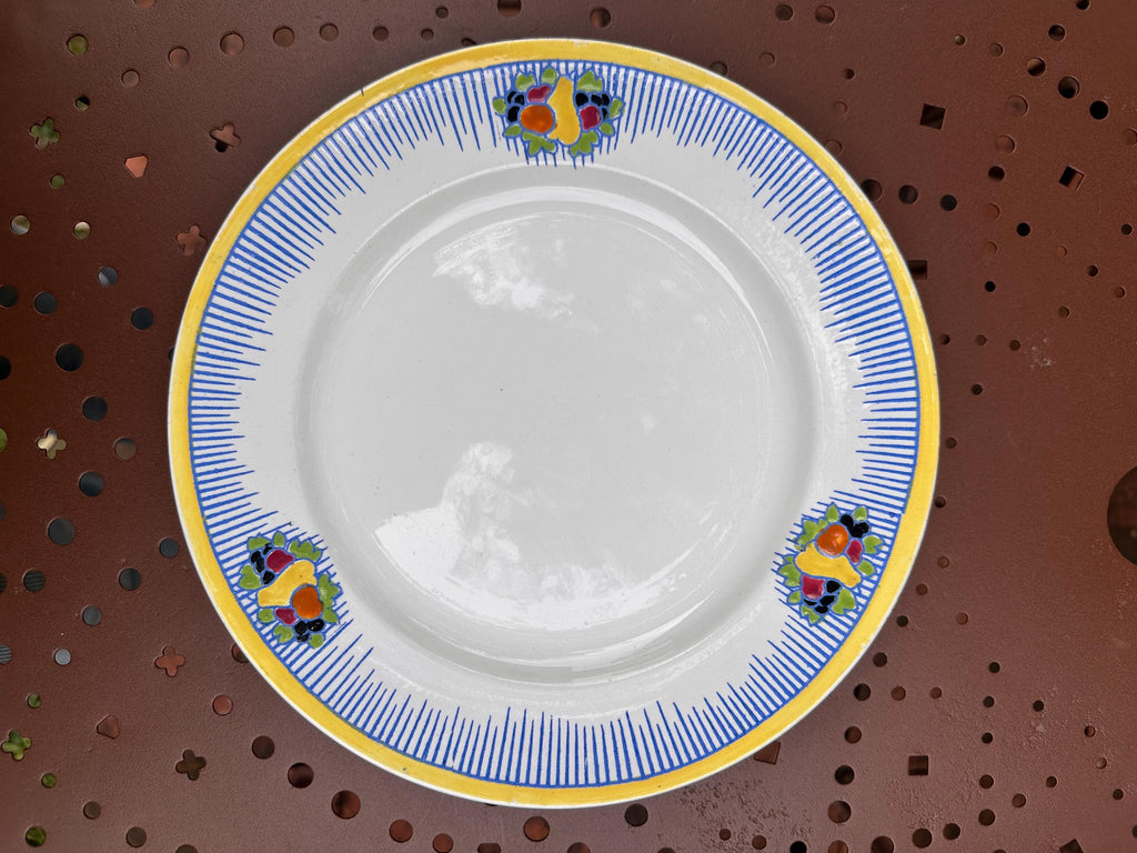 Lot de 10 Assiettes Boch Frères La Louvière Art Déco, Décor Fruitier