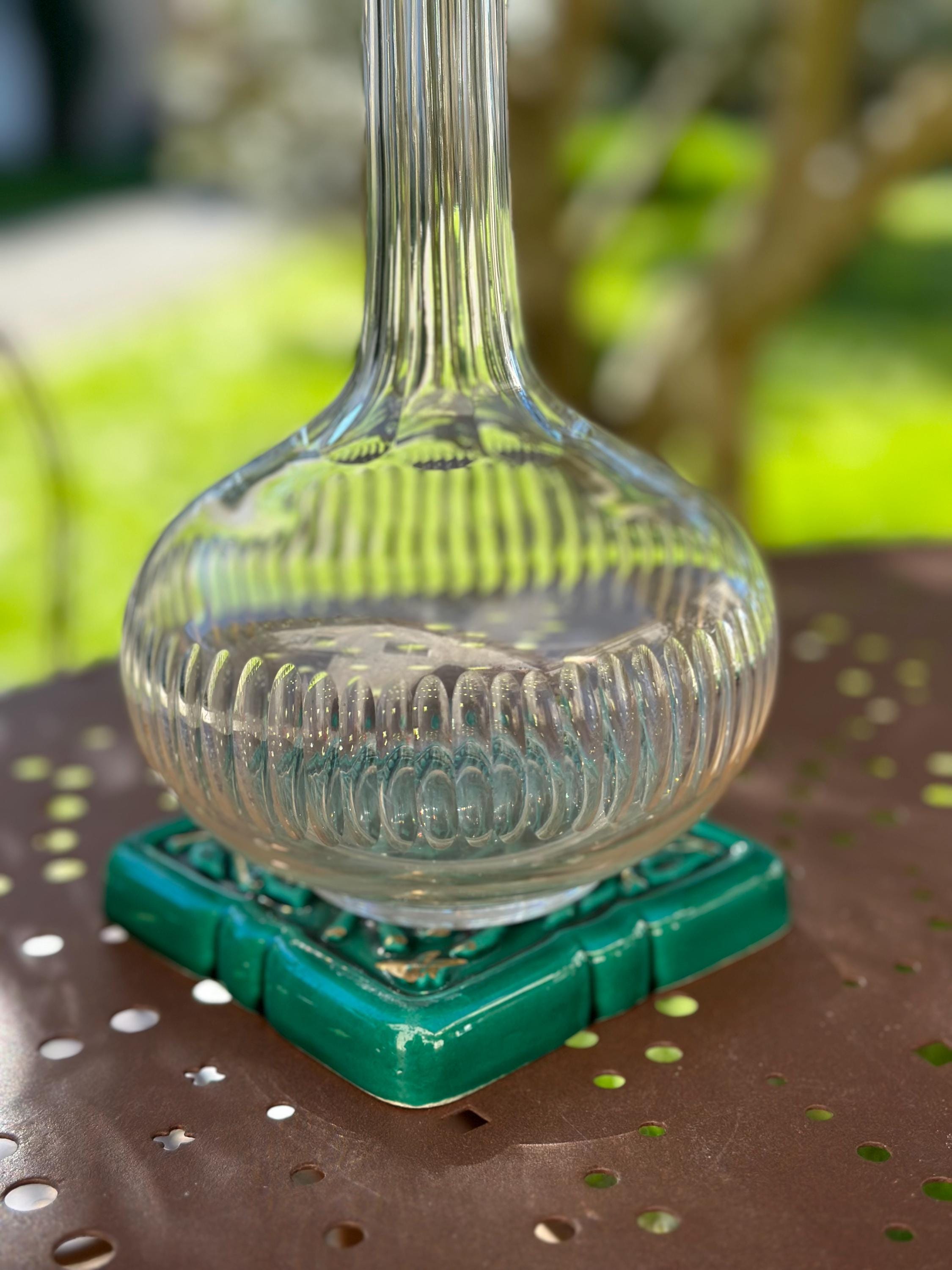 Lot de 2 Dessous de Bouteille Vintage en Céramique Vert Émeraude & Or