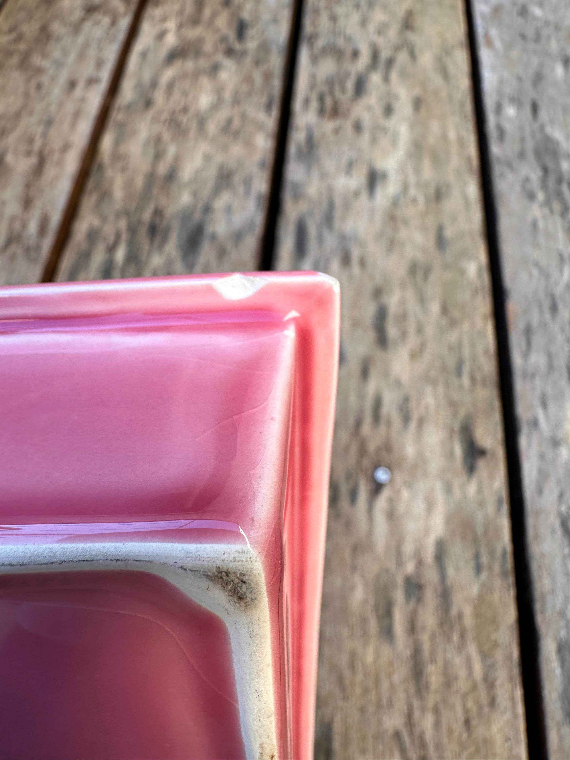 Service apéritif vintage Anthéor – Céramique géométrique rose et prune