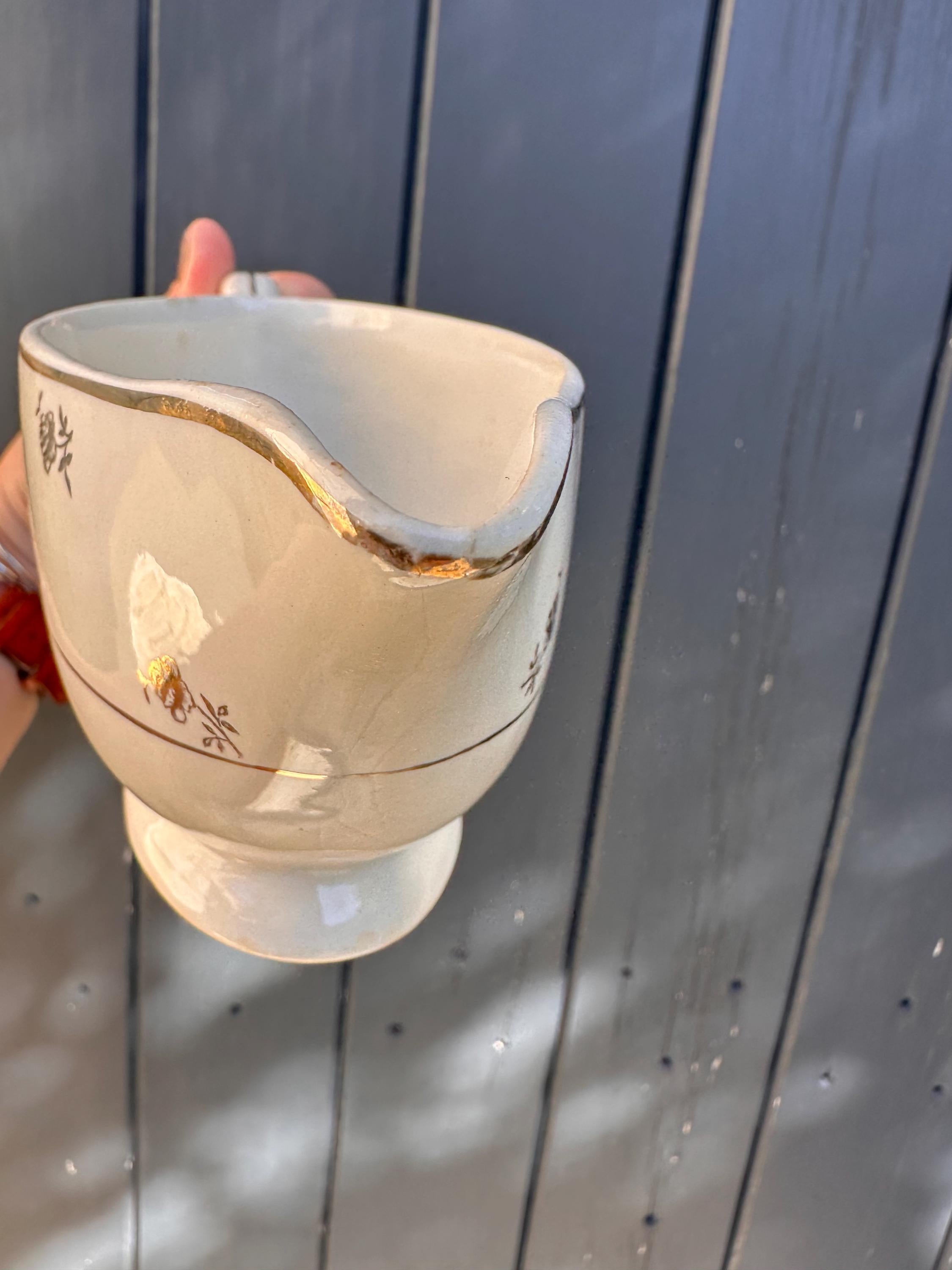 Saucière et son ravier Digoin & Sarreguemines  modèle Galibier - Esprit Chalet Chic Montagne - Vintage France - lot de 2