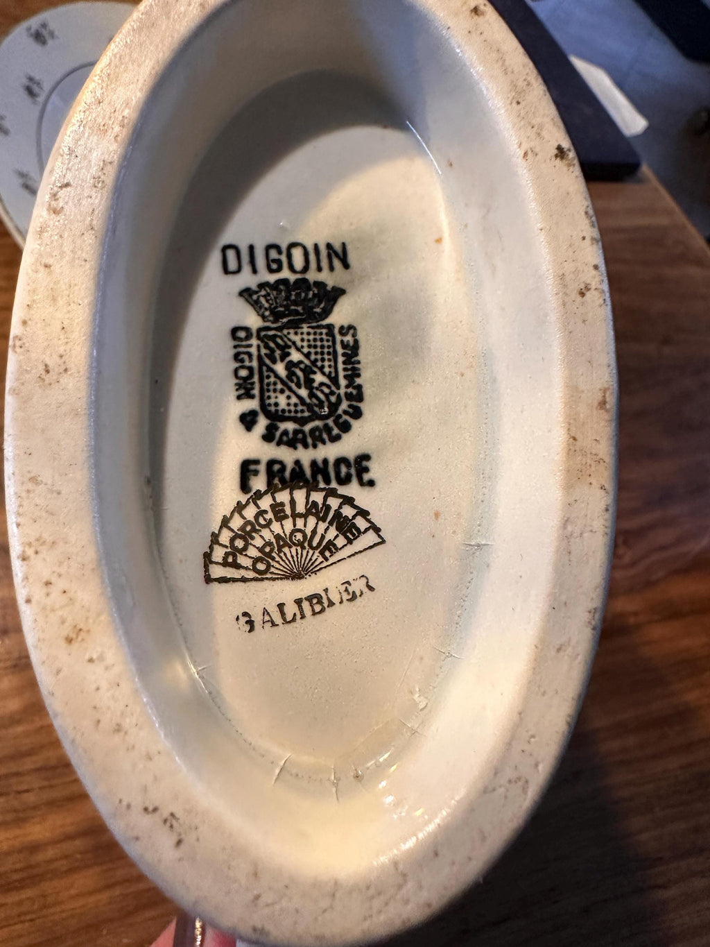 Saucière et son ravier Digoin & Sarreguemines  modèle Galibier - Esprit Chalet Chic Montagne - Vintage France - lot de 2