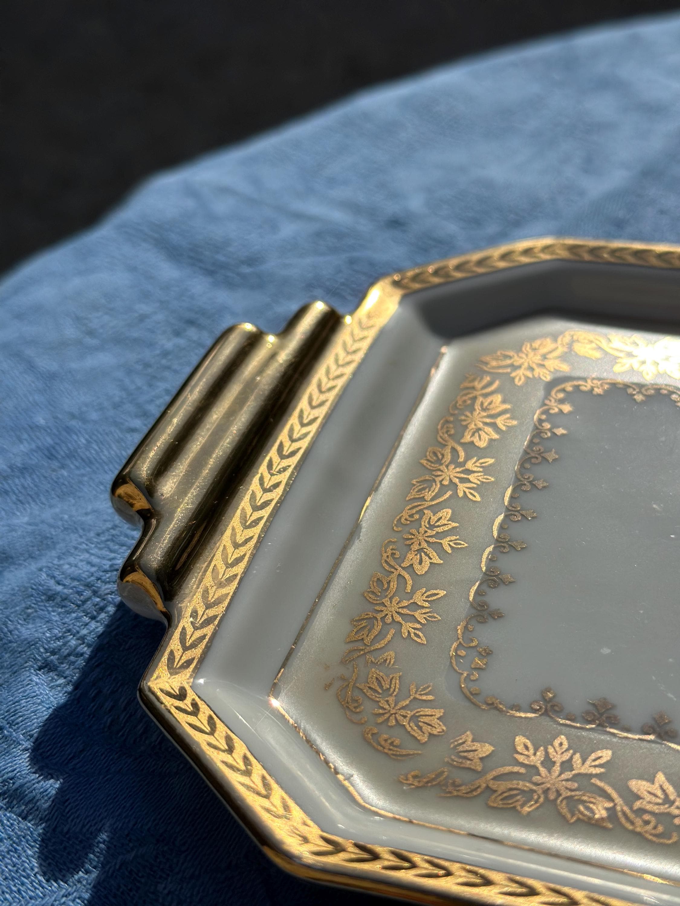 Vintage French Porcelain Cake Plate – Pink and Fine Gold Gilding