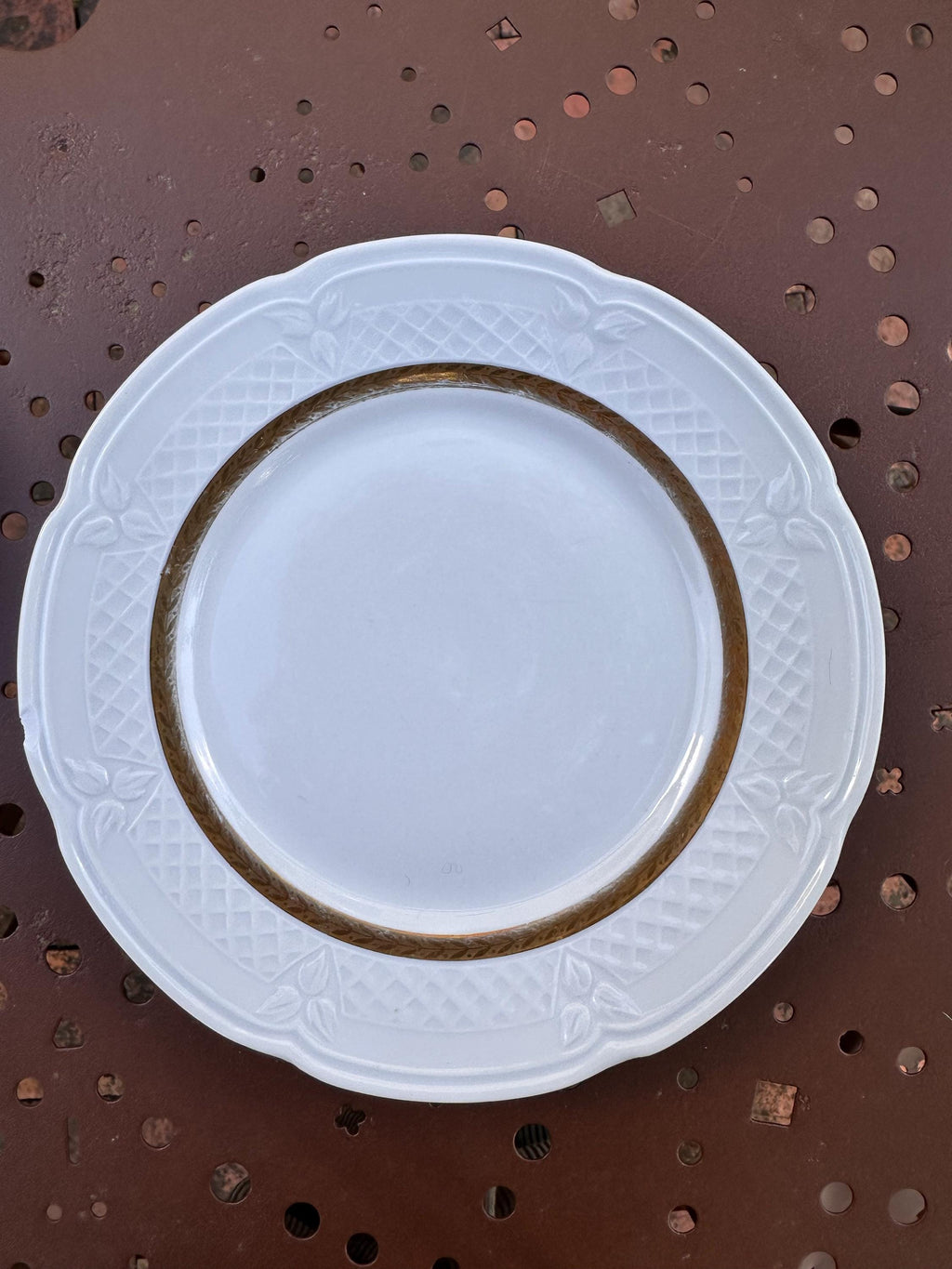 Assiettes à dessert Vintage Berry Haute Porcelaine France - 19 cm - Dorure Laurier & Relief - Petit prix - lot de 6