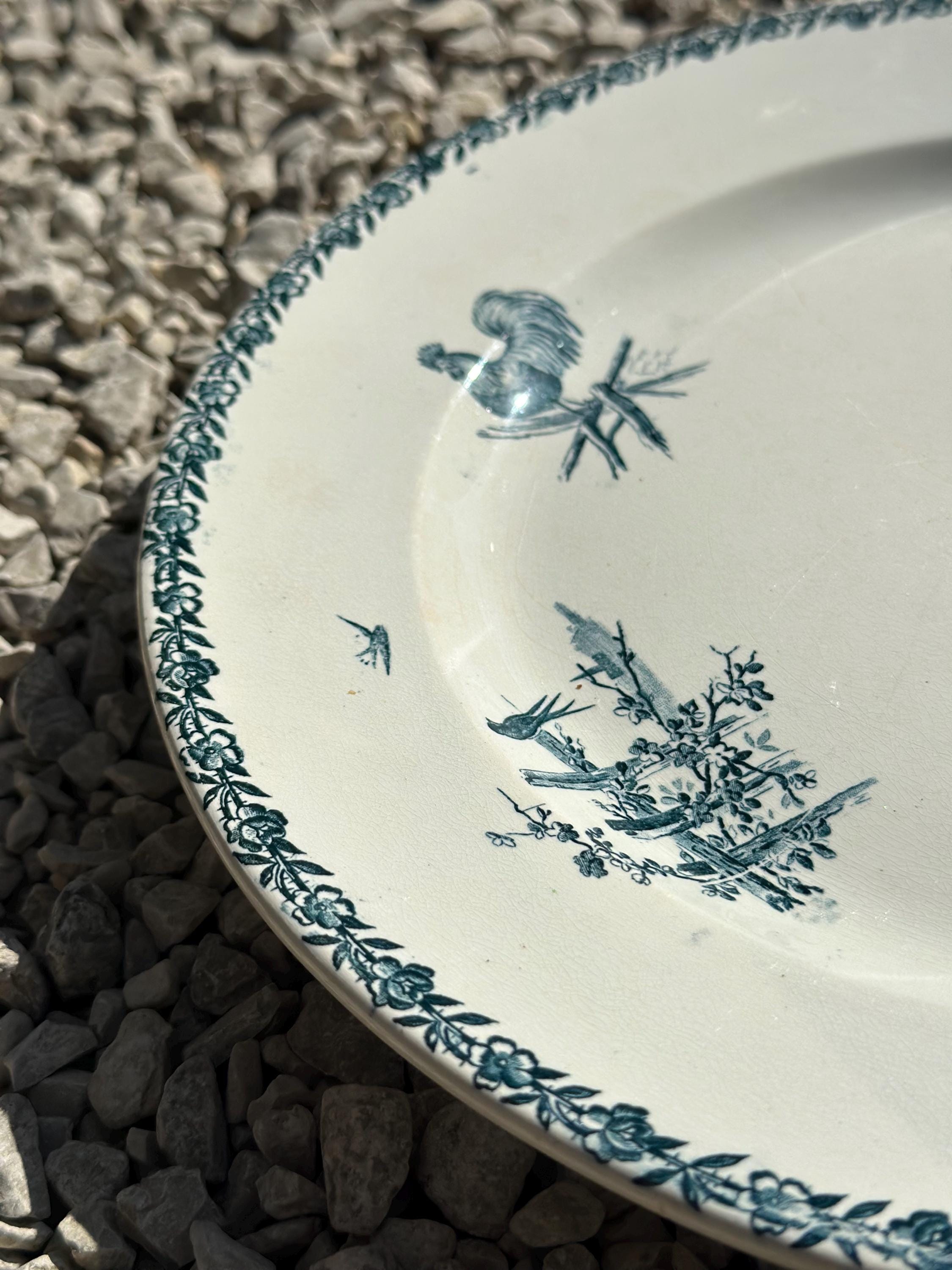 Grand plat de service ancien Pexonne – Faïence de Lorraine XIXème