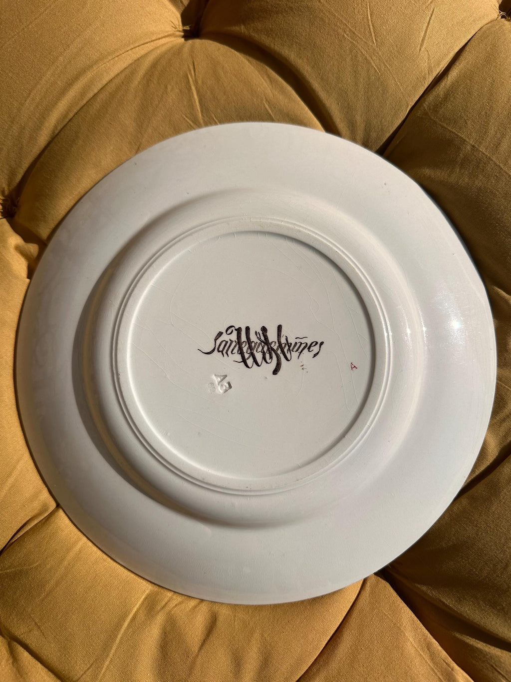 Assiette ancienne en faïence Sarreguemines – Modèle Pompadour
