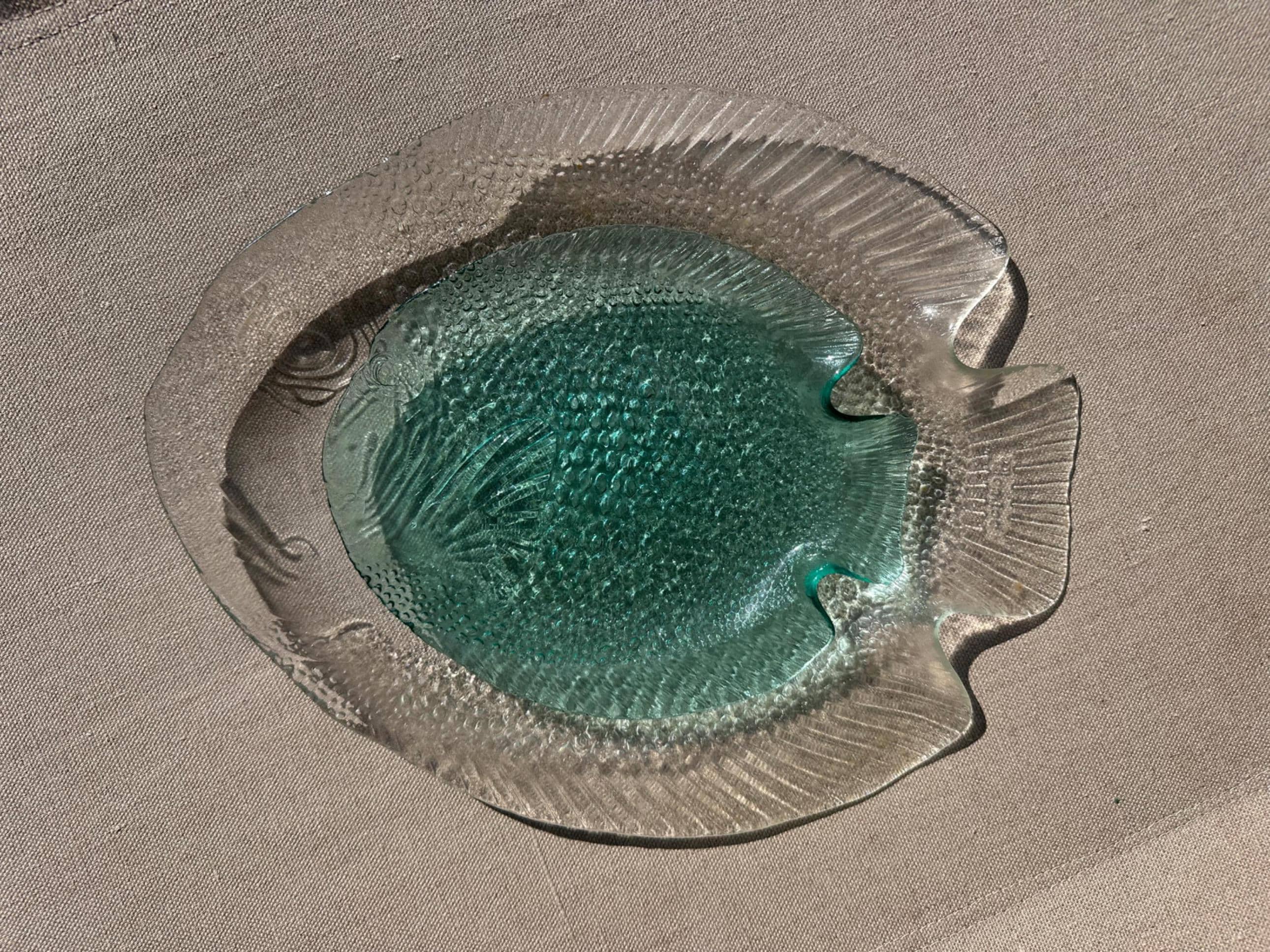 Vintage Arcoroc Fish Platter - Codec France Clear Pressed Glass – Large 70s "Fish" Serving Dish – Retro Tableware
