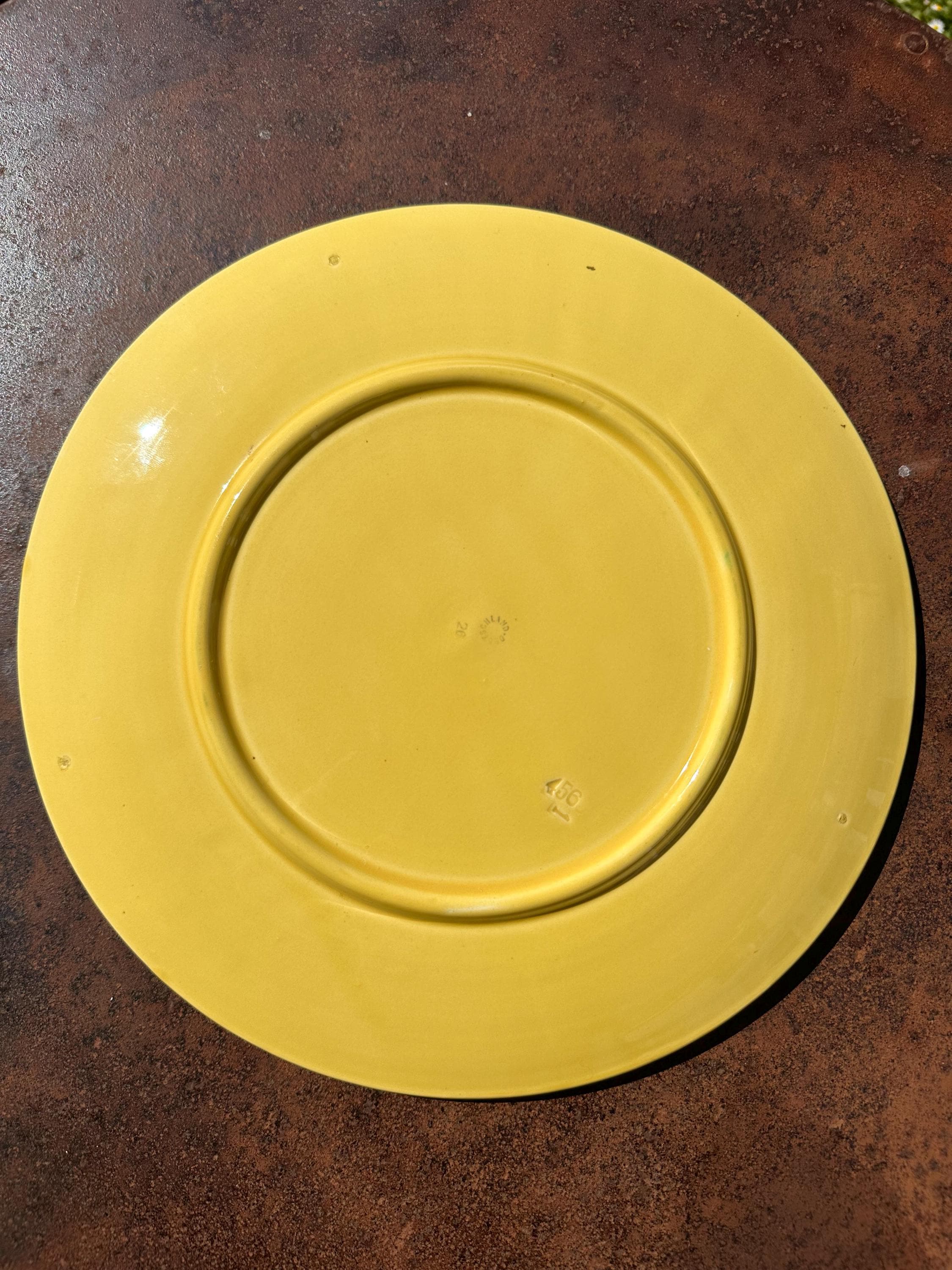Antique Schramberg Majolica Dish – Yellow Slipware Style