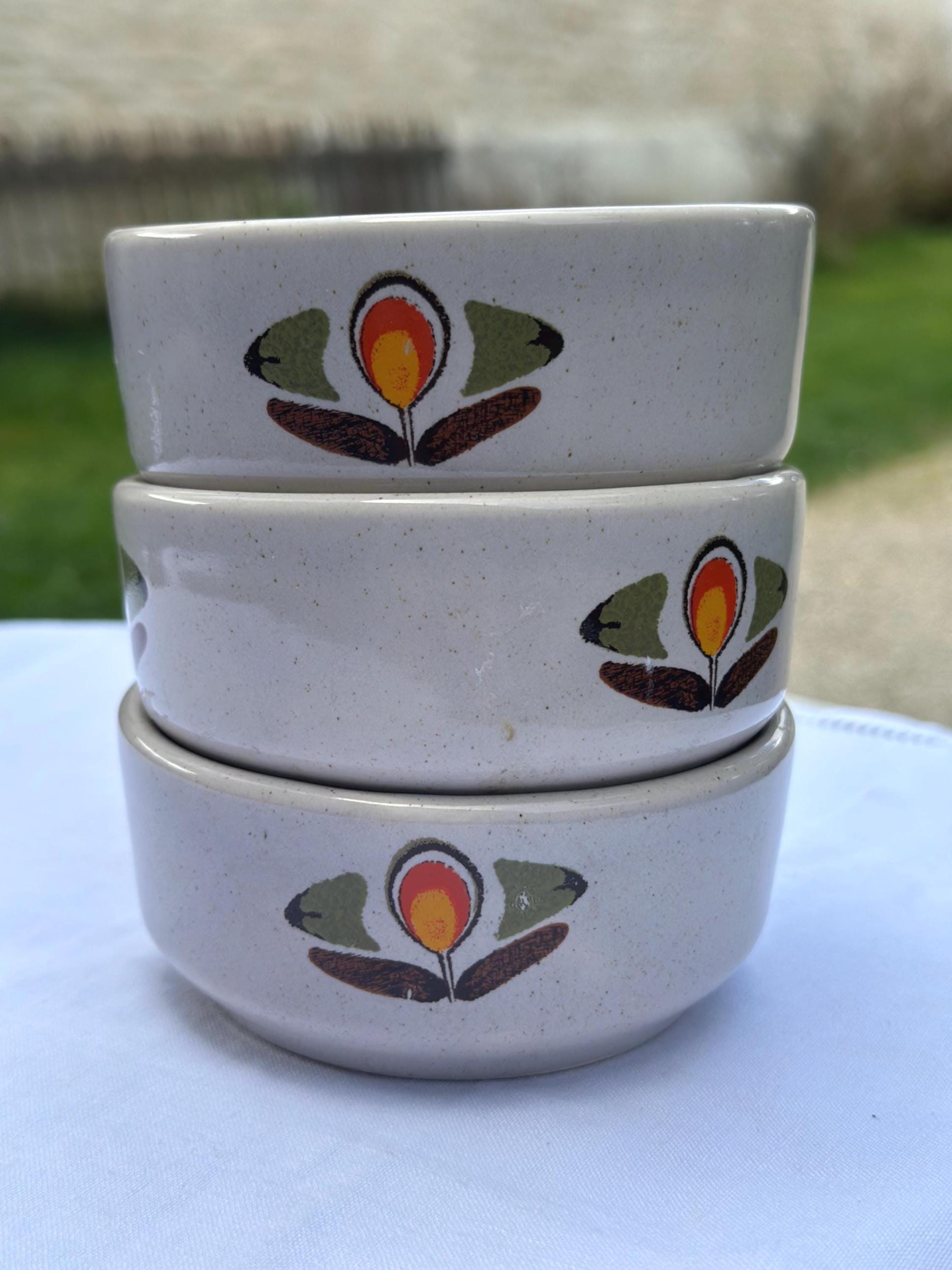 Lot de 3 Ramequins Saint-Amand "Louisiane" – Faïence Vintage Années 70