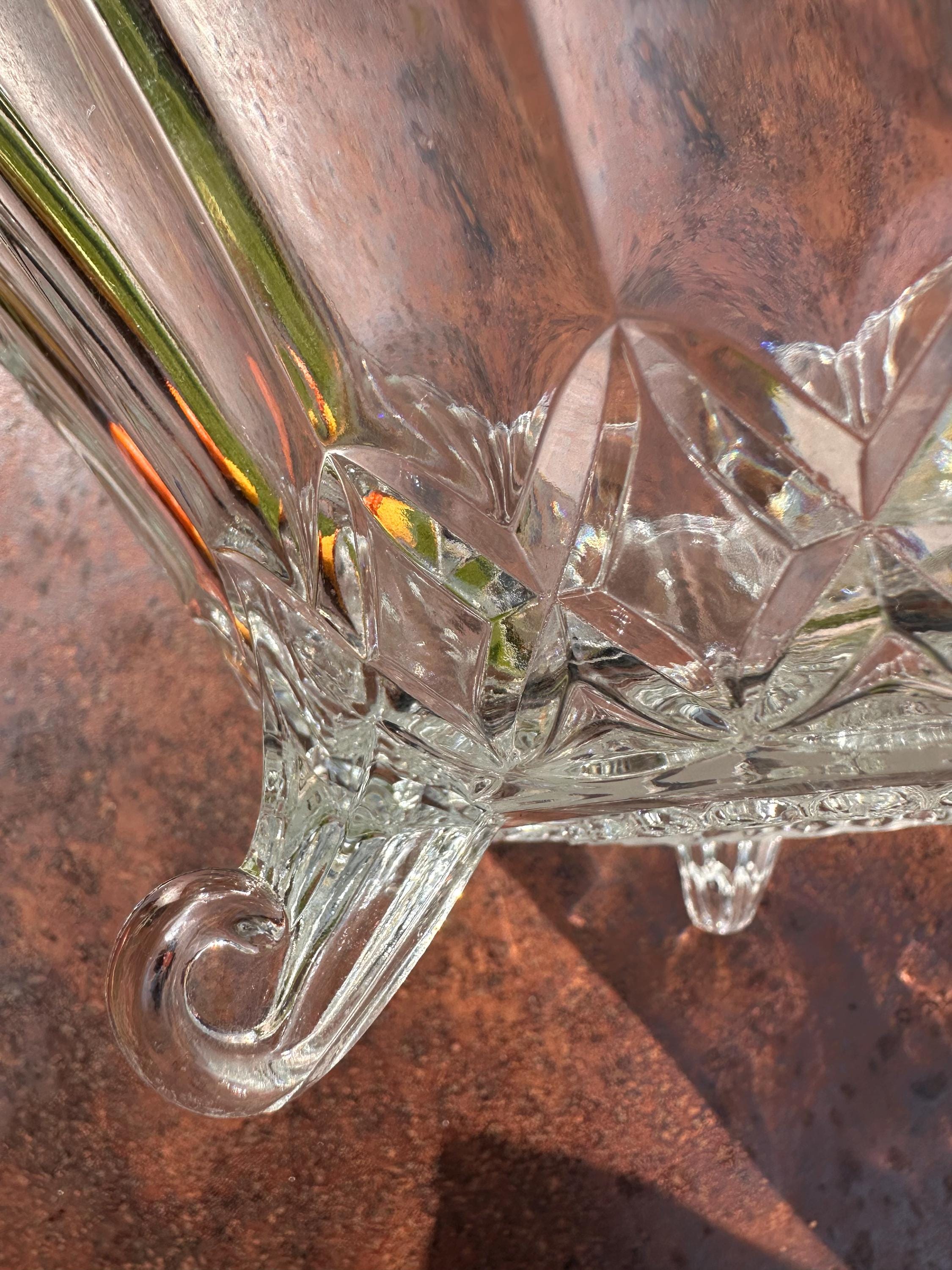 Coupe à fruits tripode en verre vintage – Design rétro