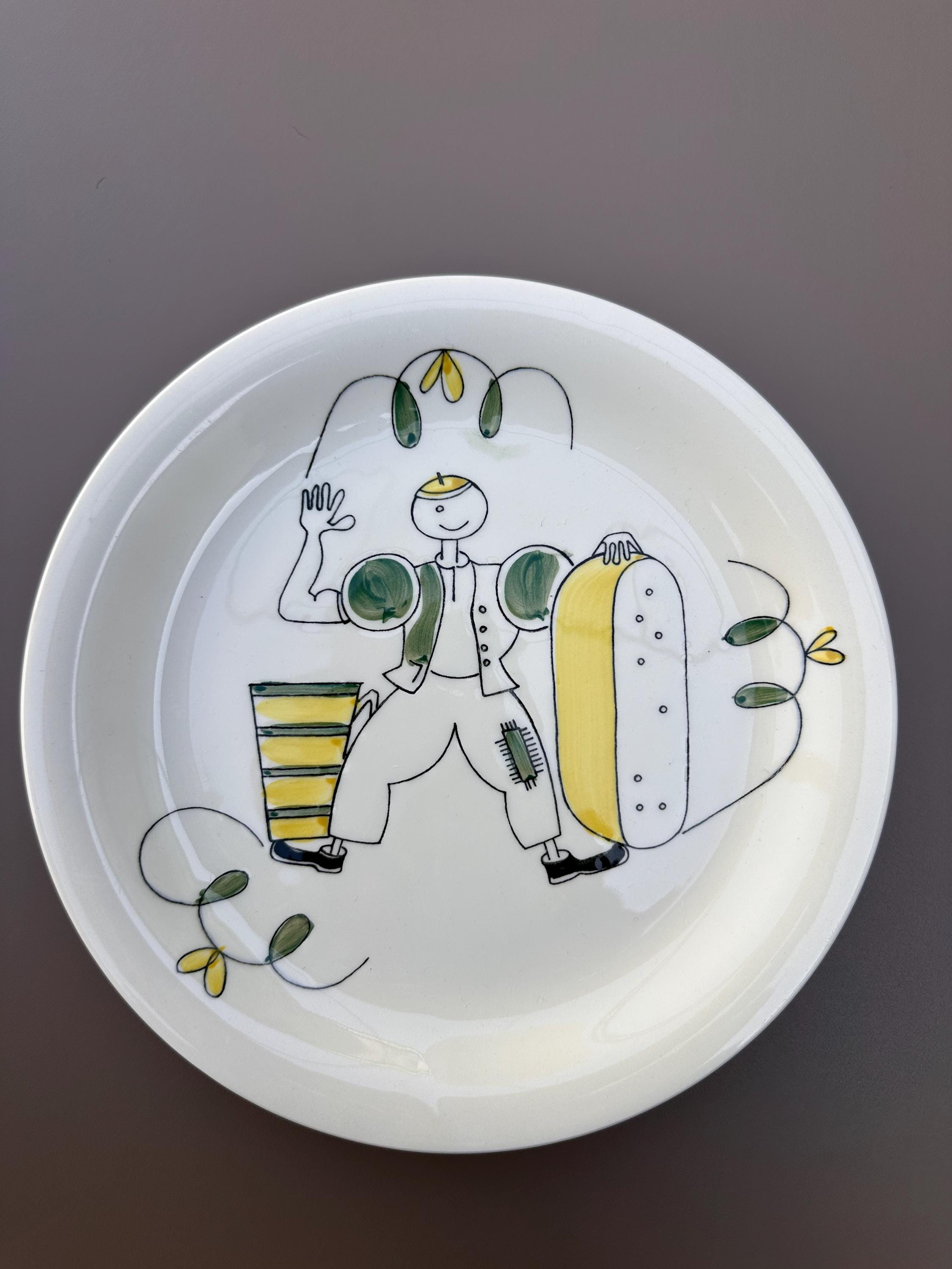 6 Assiettes à Dessert Rétro "Folklore Gastronomique