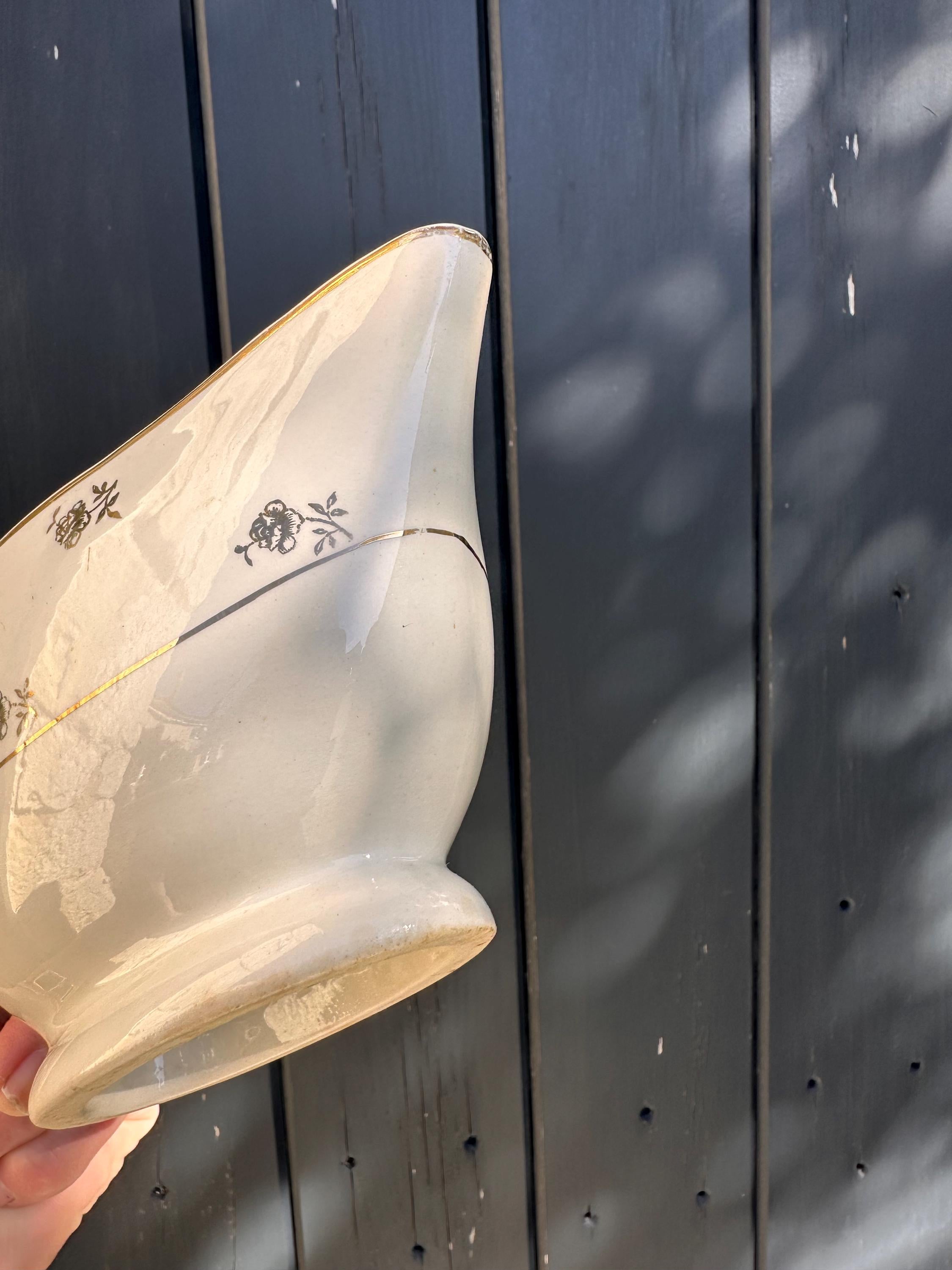 Saucière et son ravier Digoin & Sarreguemines  modèle Galibier - Esprit Chalet Chic Montagne - Vintage France - lot de 2