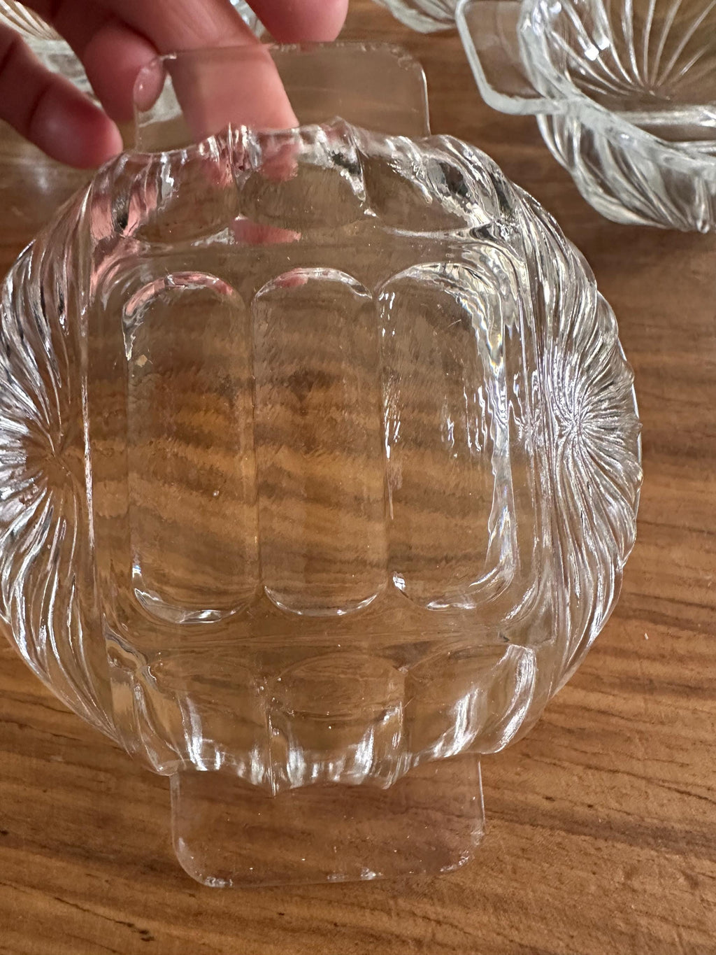 Lot de 4 Ramequins Vintage en Verre Moulé à Oreilles - Style Art Déco
