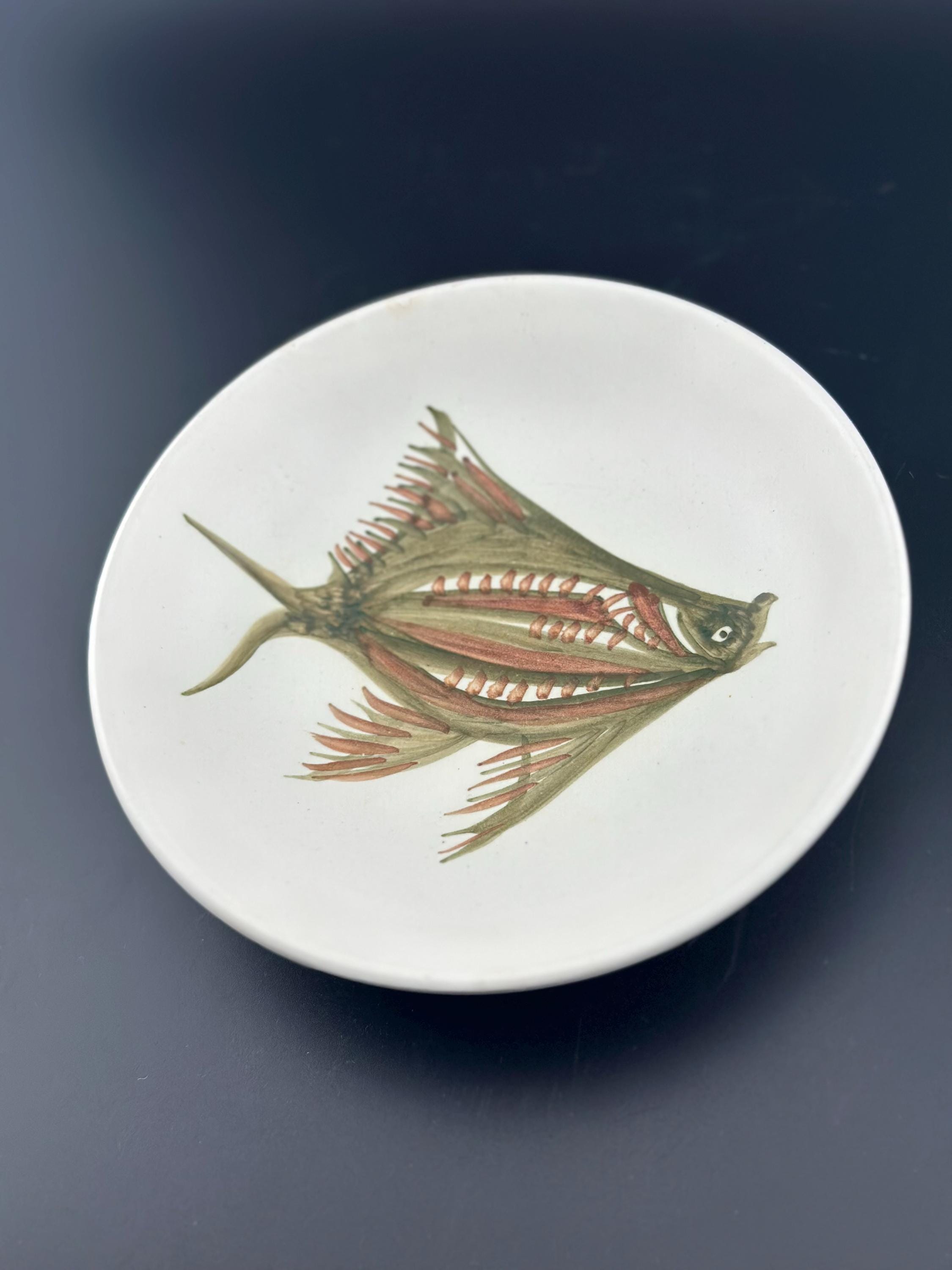 Lot de 2 Coupelles Quimper Signées Paul Piclet, Décor Poisson Stylisé
