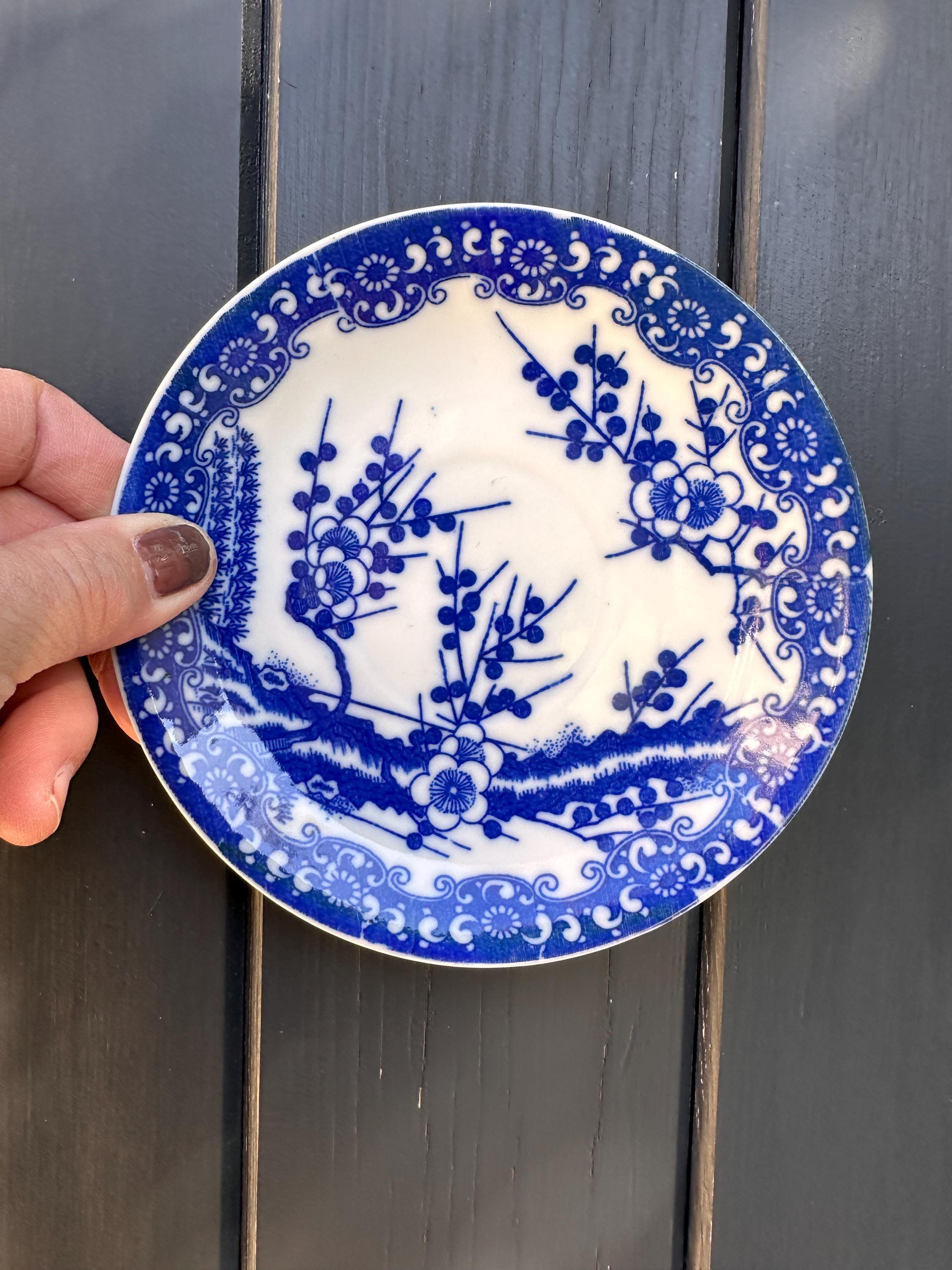 Petites assiettes  Vintage made in Japan en Porcelaine Bleue & Blanche – Assiettes à pain chic  –Art de la Table Japonais - lot de 4