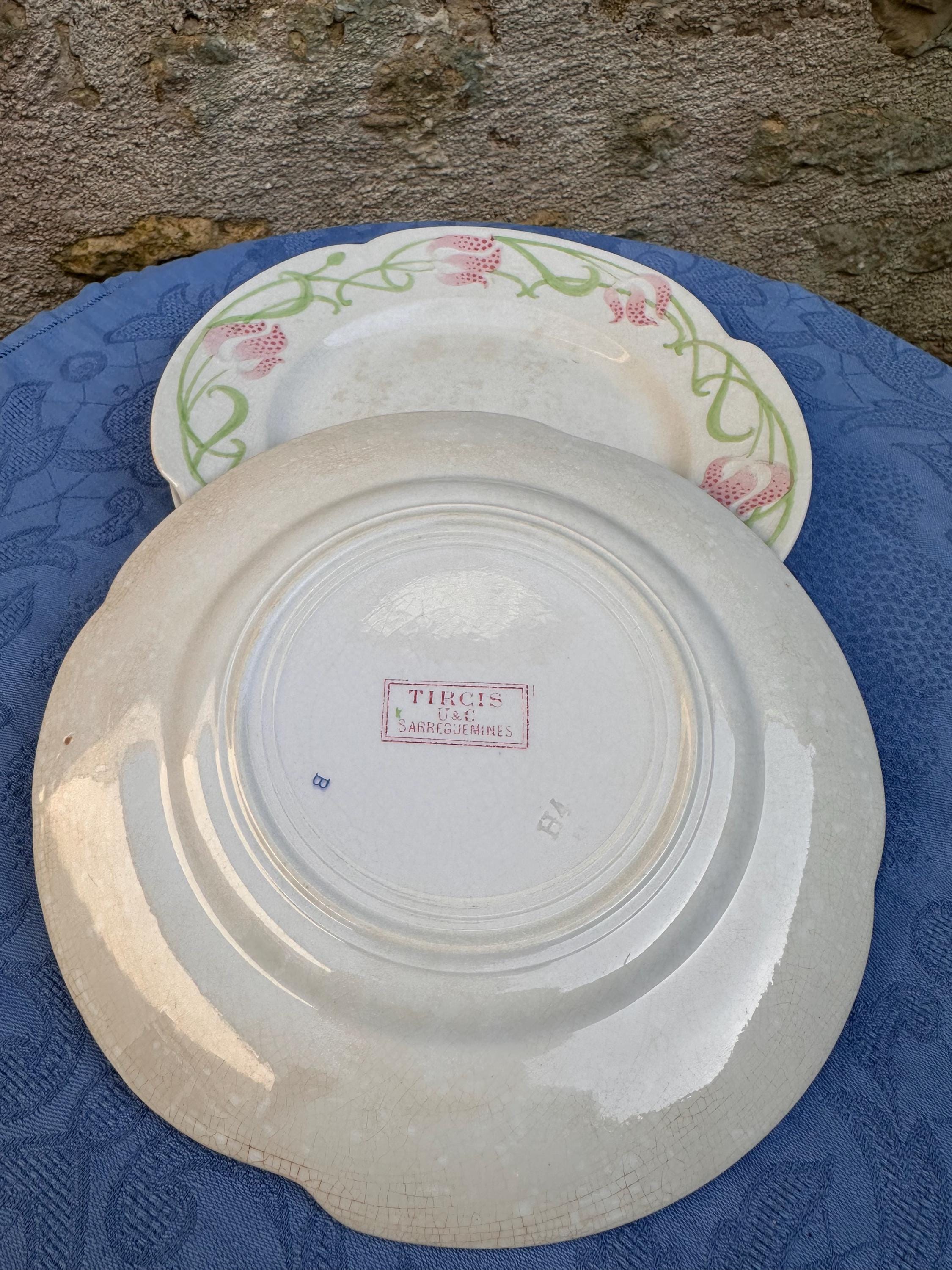 Lot de 3 Assiettes Sarreguemines "Tircis" – Faïence U&C Art Nouveau
