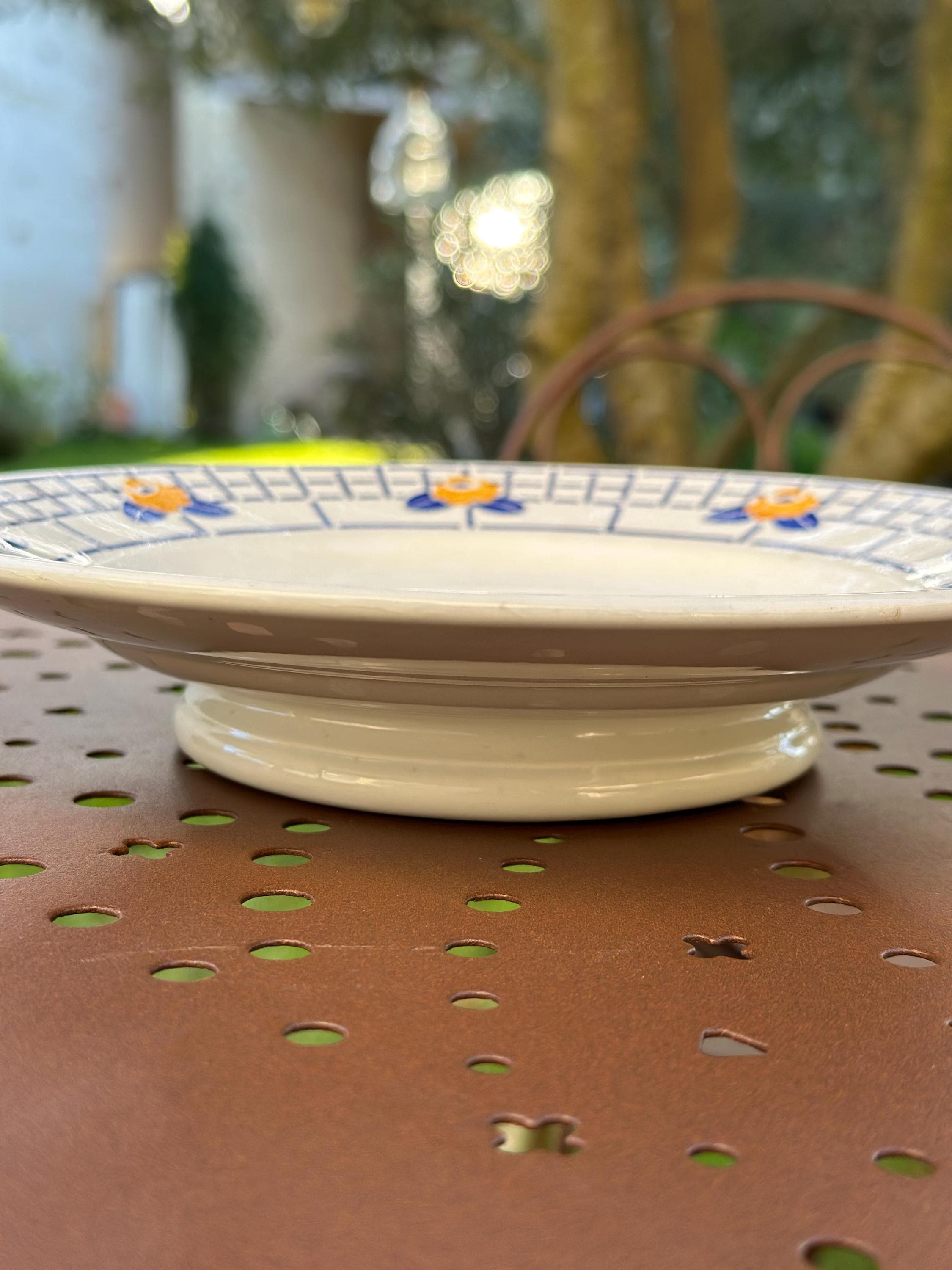 Antique Digoin & Sarreguemines pedestal dish – Ribeauvillé model