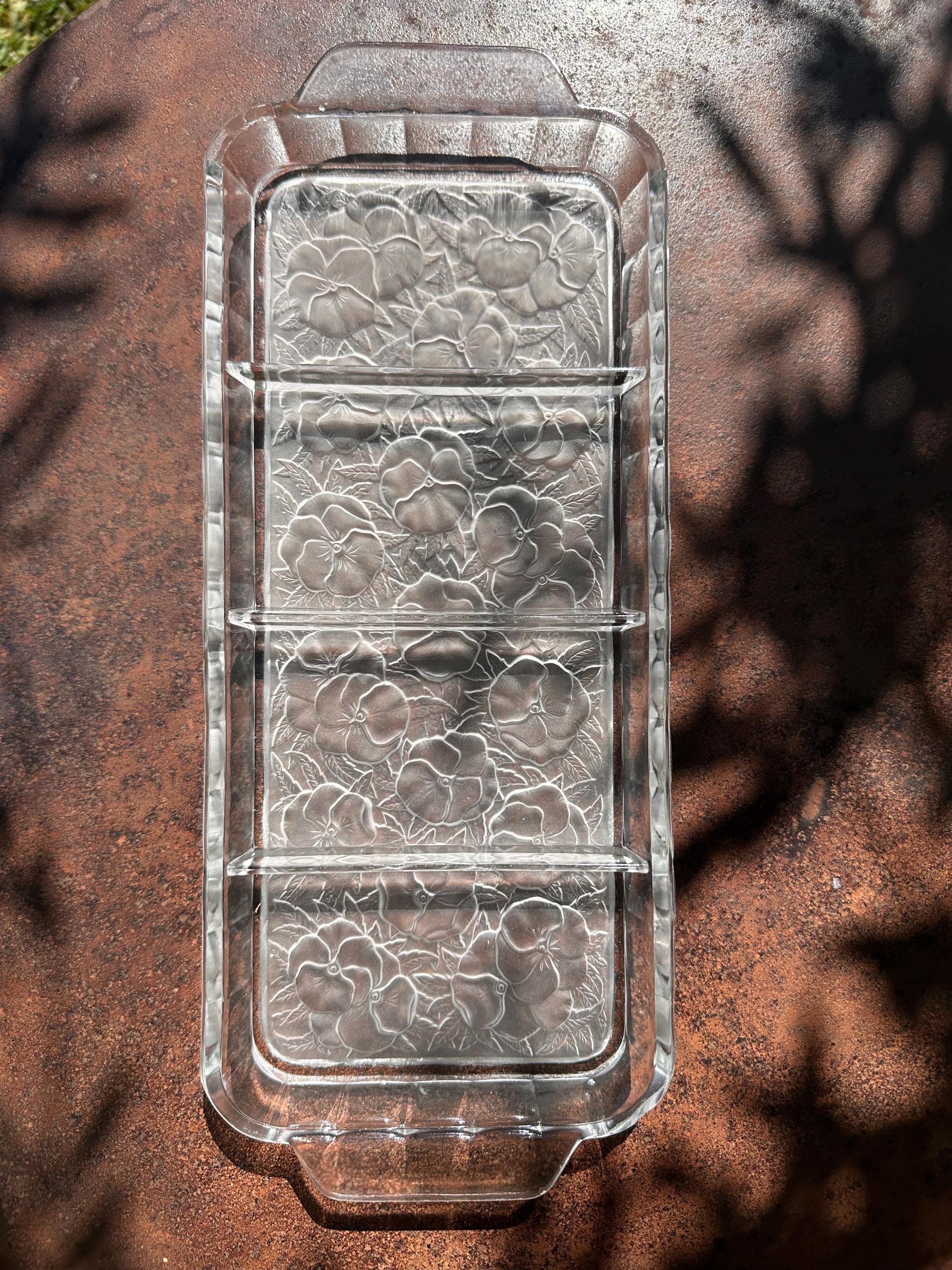 Molded glass divided dish by Portieux – Art Deco style