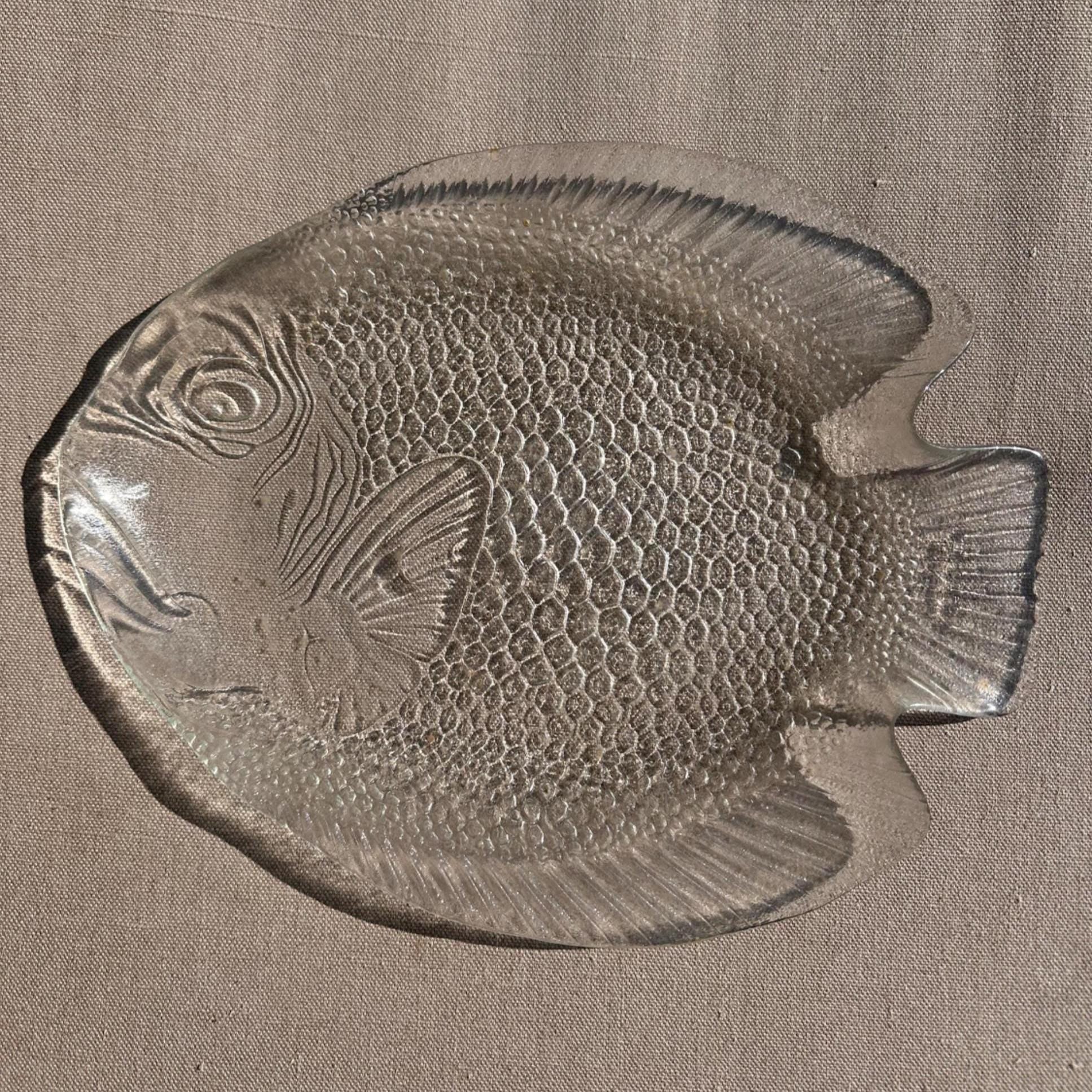 Vintage Arcoroc Fish Platter - Codec France Clear Pressed Glass – Large 70s "Fish" Serving Dish – Retro Tableware
