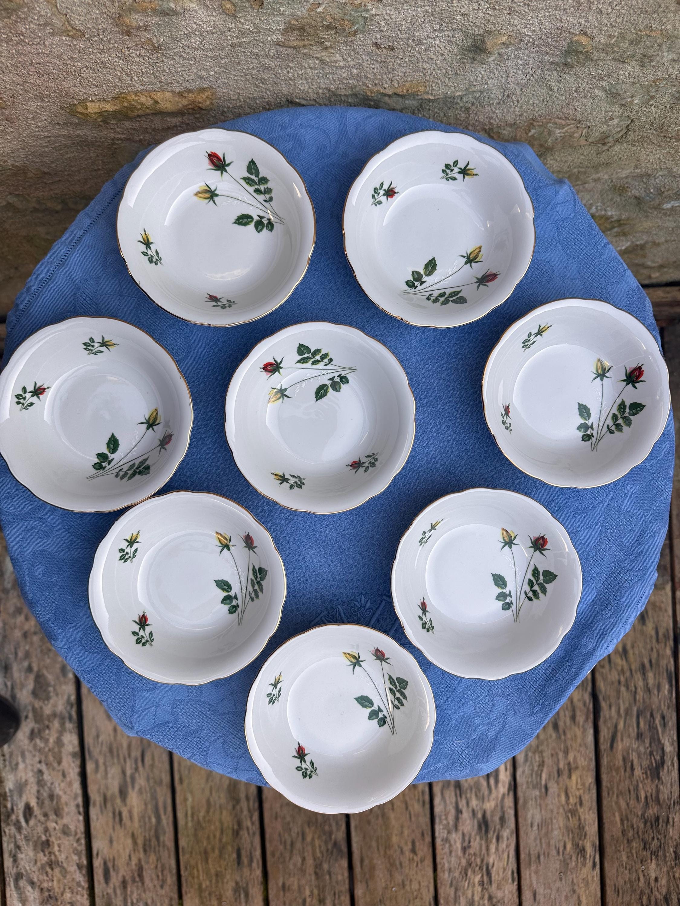 Vintage Bavaria Porcelain Dessert Set – Salad Bowl and 8 Small Bowls