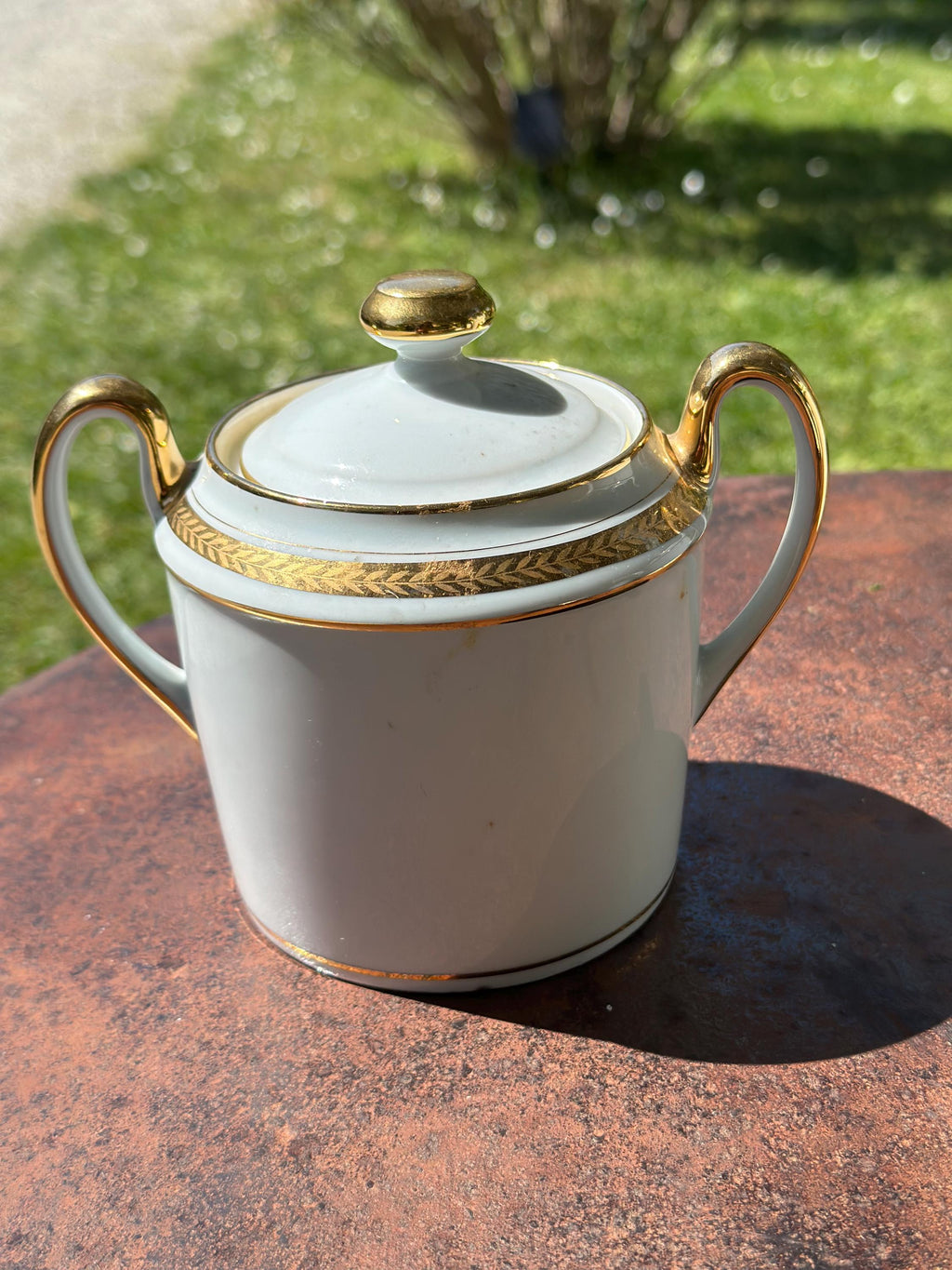 Service à Thé Porcelaine de Sologne Larchevêque, Blanc & Or (Trio)