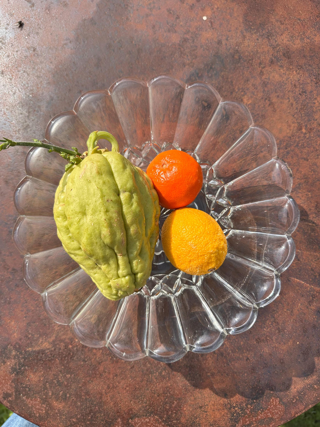 Coupe à fruits tripode en verre vintage – Design rétro