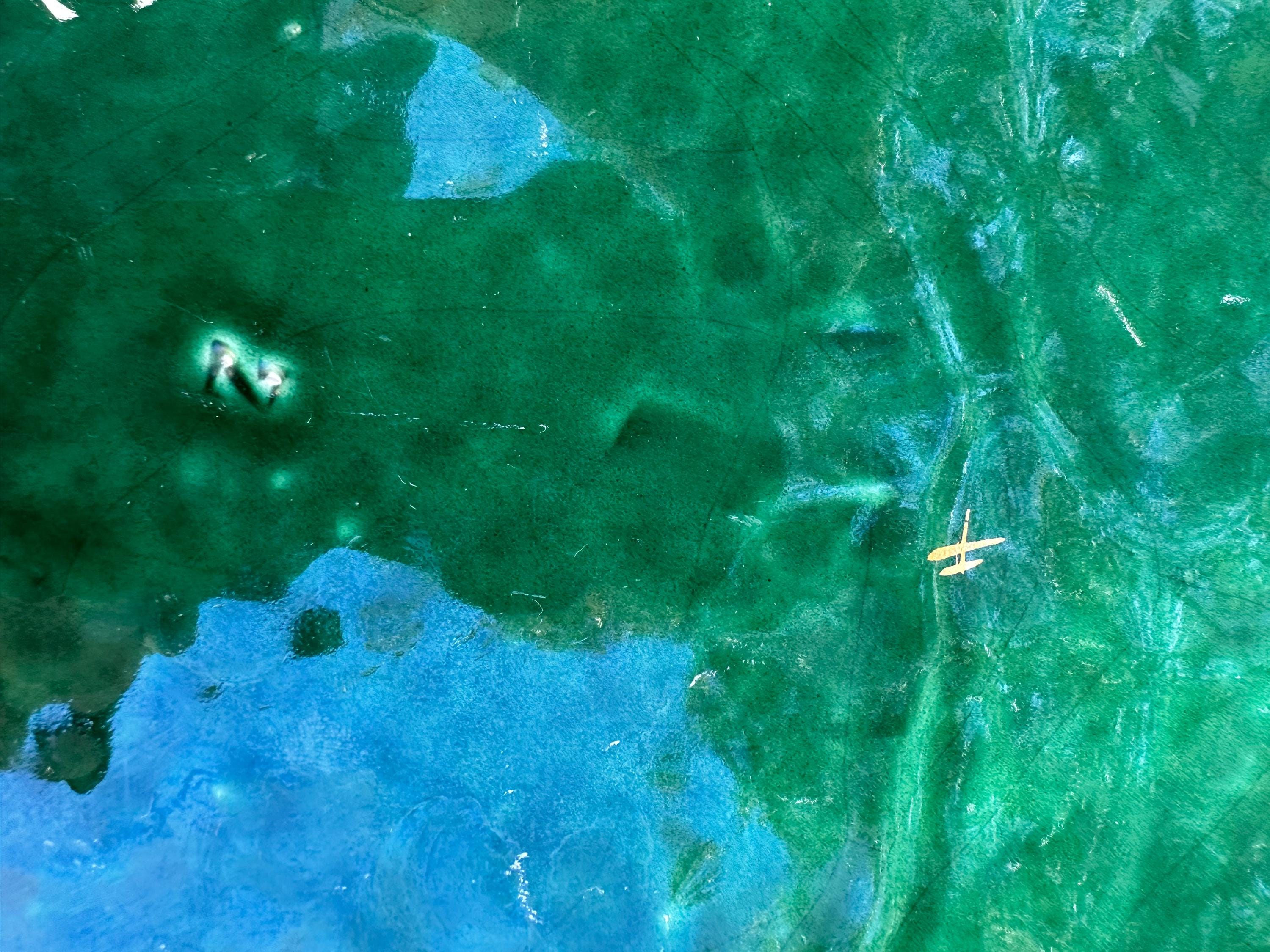 Dessous-de-plat ancien en céramique Poët-Laval – Vert émeraude