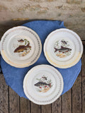 Lot de 3 Assiettes à Poisson Vintage "Le Monde Aquatique", Porcelaine Fine et Dorure