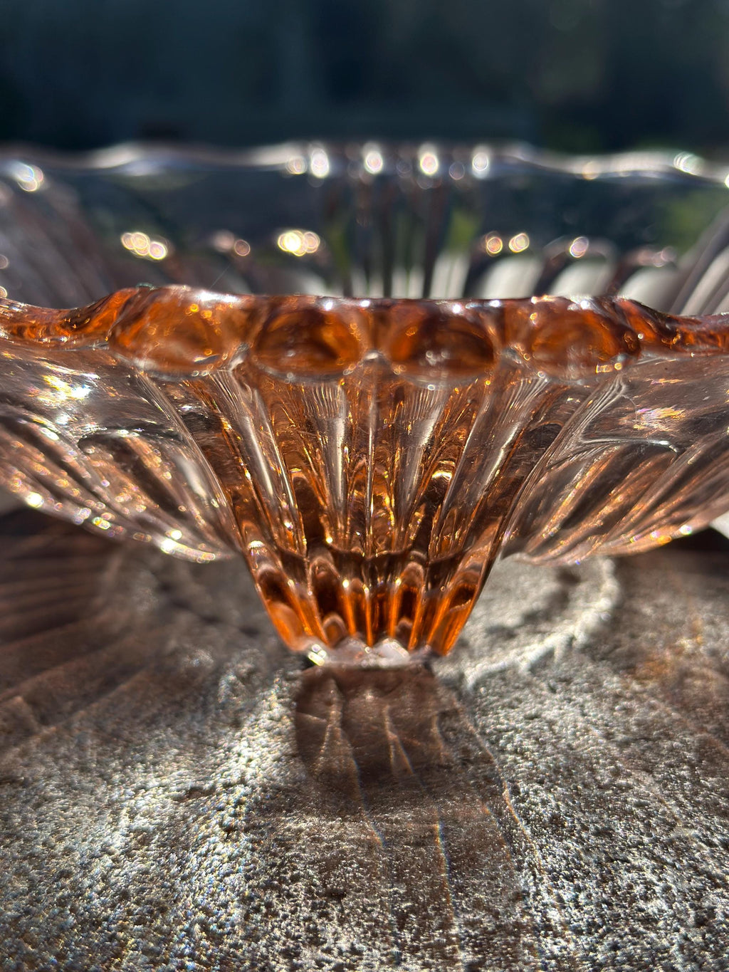 Coupe tripode ancienne en verre Rosaline – Style Art Déco