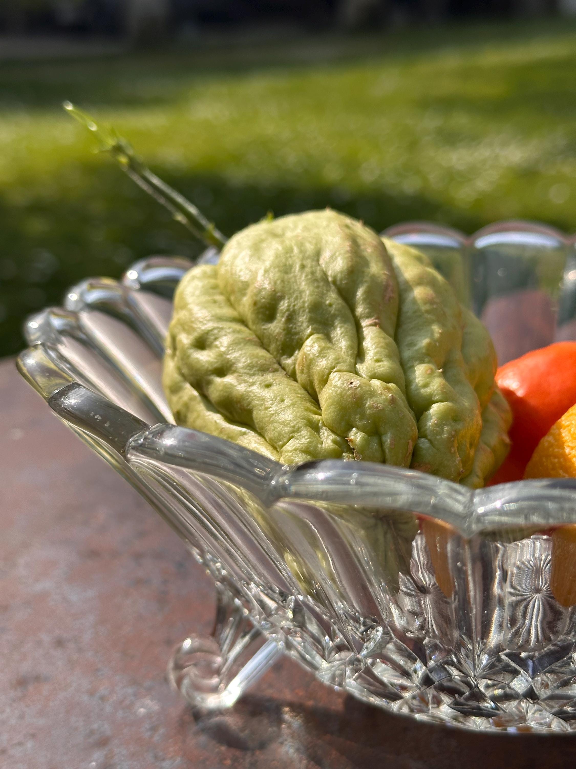 Coupe à fruits tripode en verre vintage – Design rétro