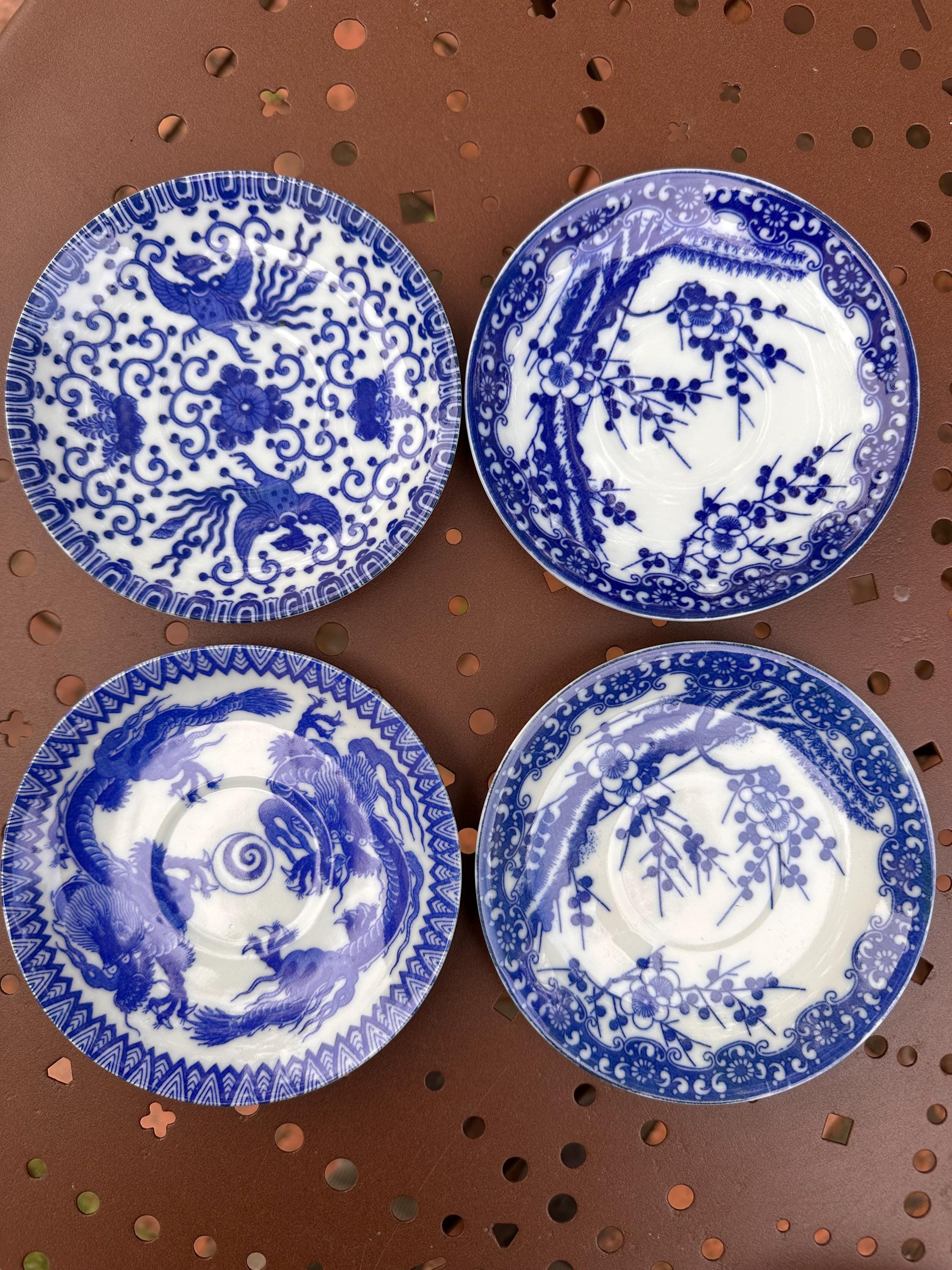 Petites assiettes  Vintage made in Japan en Porcelaine Bleue & Blanche – Assiettes à pain chic  –Art de la Table Japonais - lot de 4