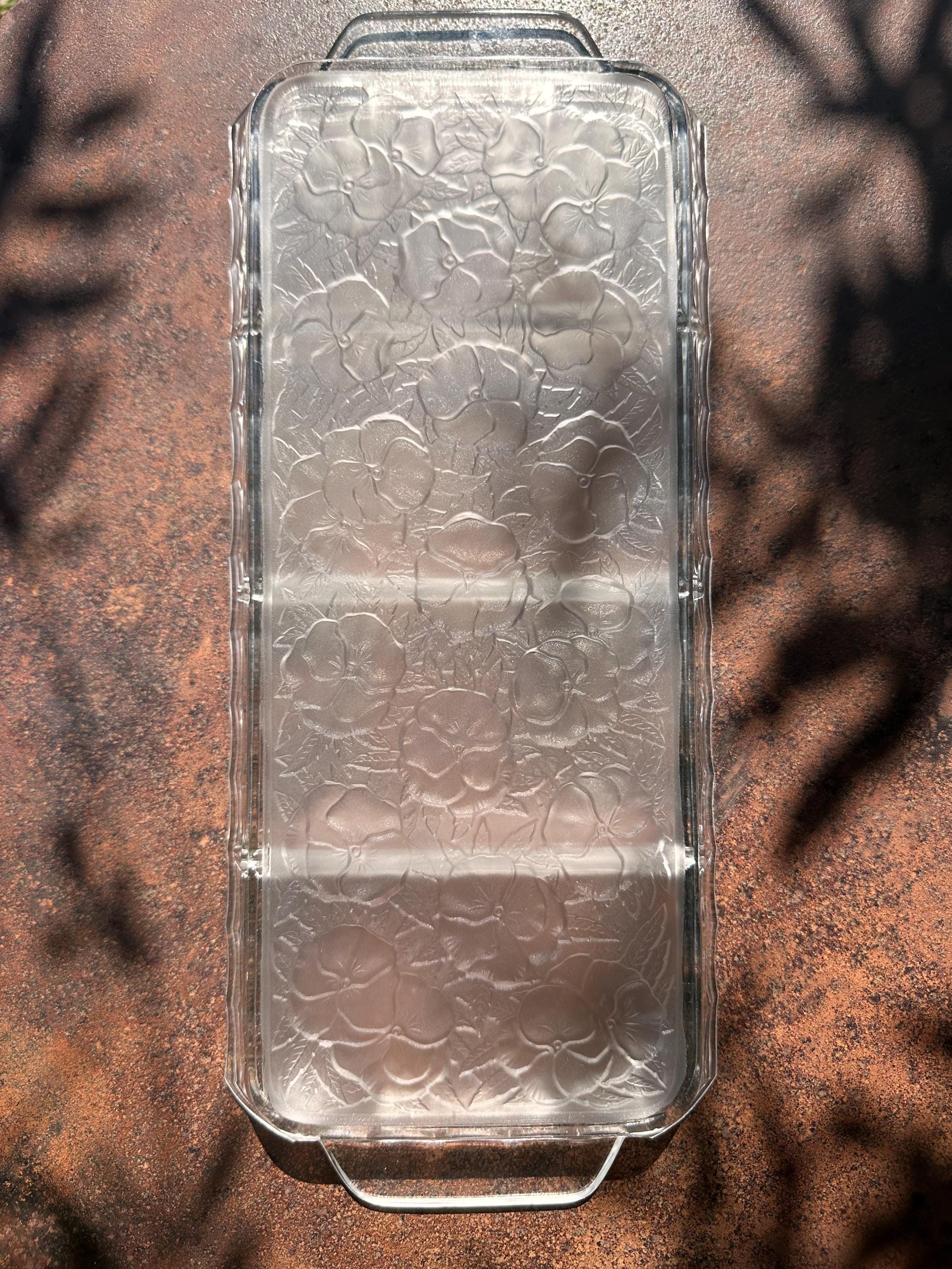 Molded glass divided dish by Portieux – Art Deco style