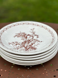 assiettes creuses vintage "Suprême" – Décor chardons marron Lot de 6