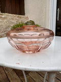 Bonbonnière ancienne en verre rose – Modèle Pétales