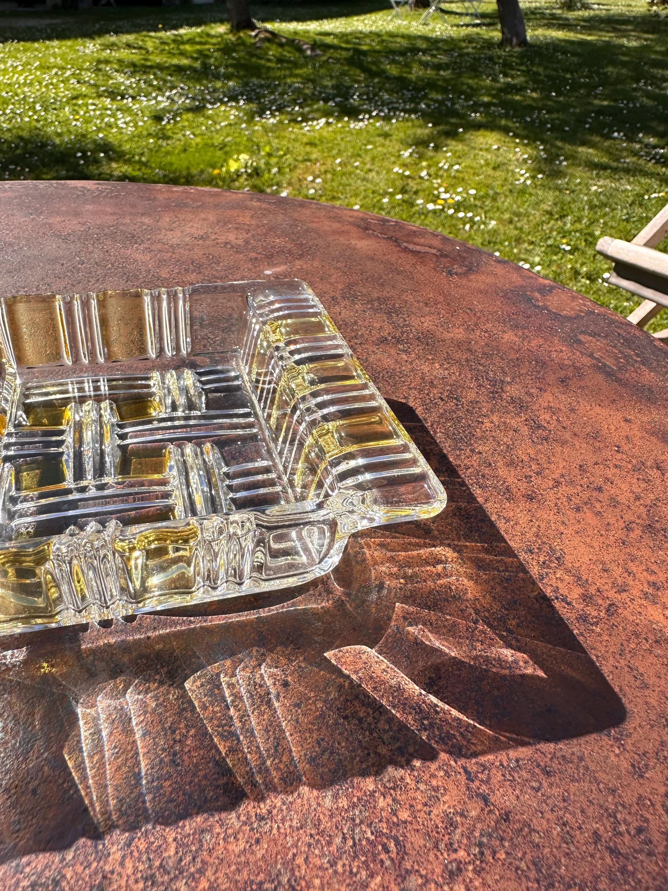 Plat compartimenté Walther Glas – Verre pressé effet cannage et ambre