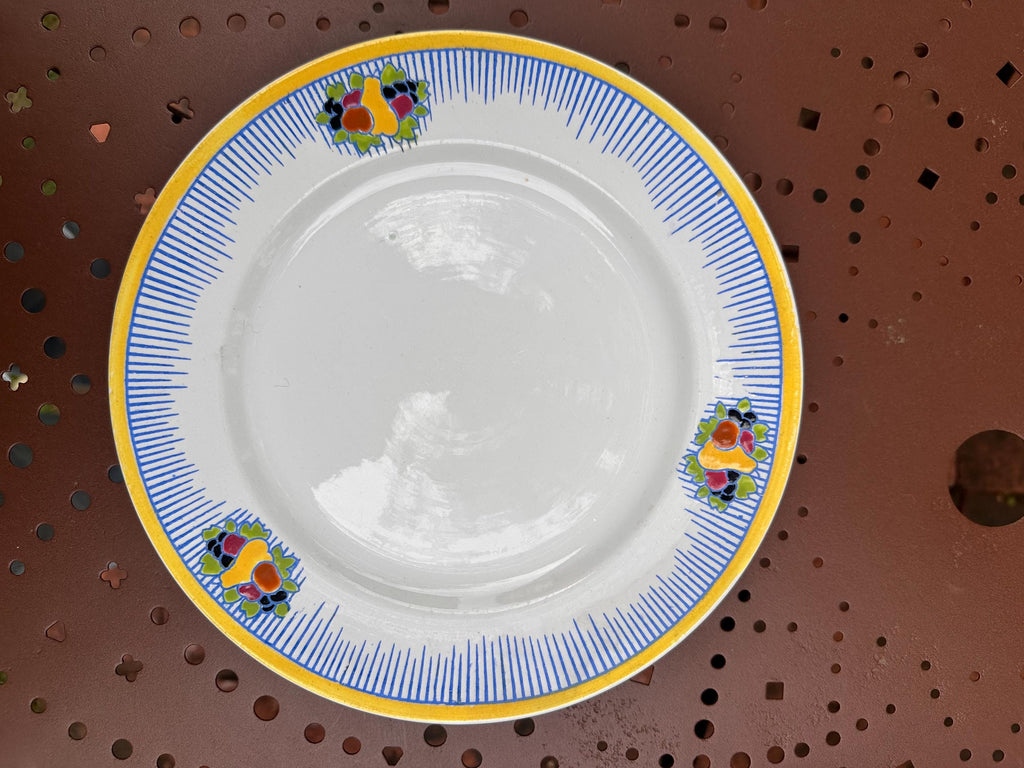 Lot de 10 Assiettes Boch Frères La Louvière Art Déco, Décor Fruitier