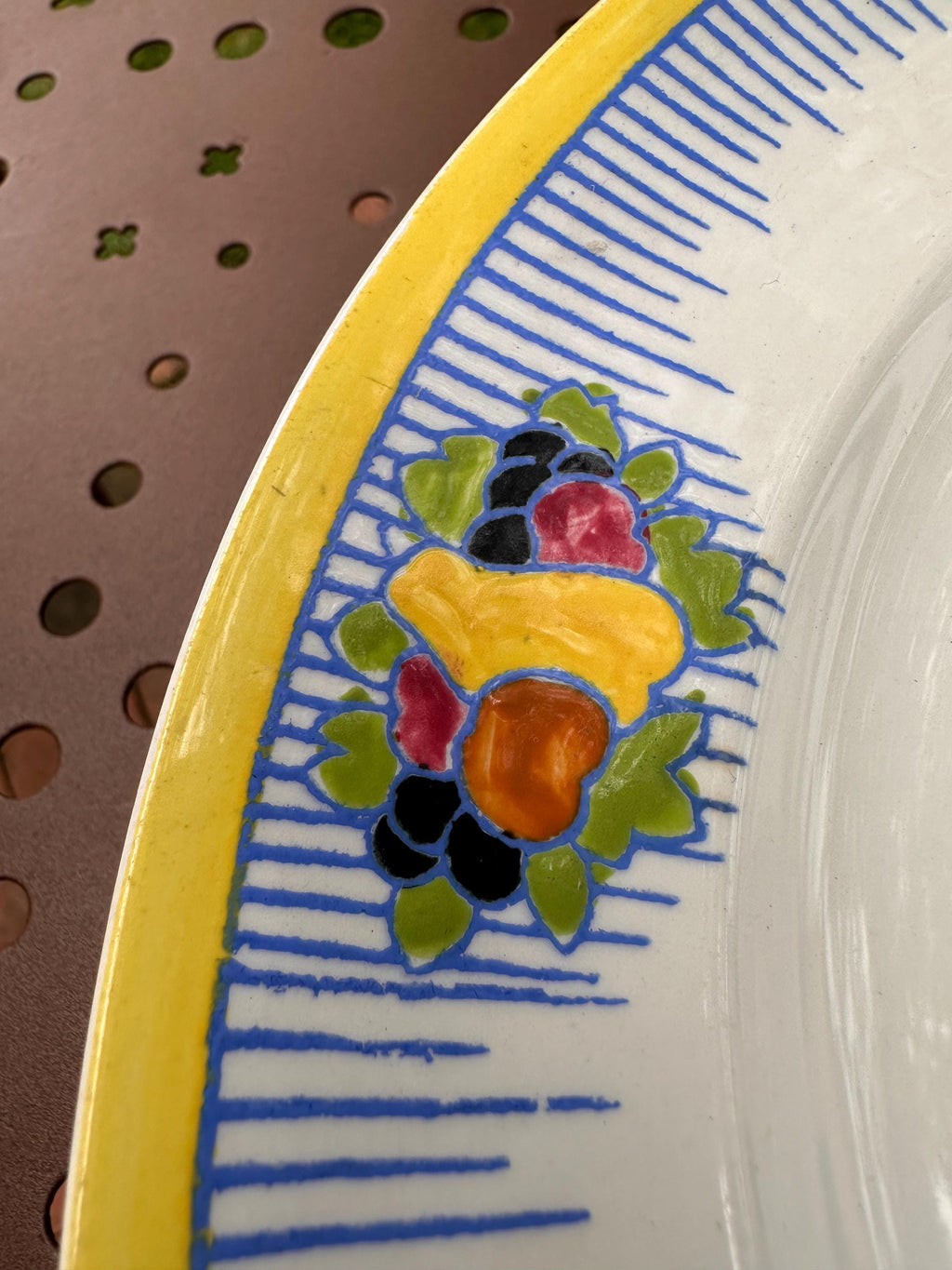 Lot de 10 Assiettes Boch Frères La Louvière Art Déco, Décor Fruitier