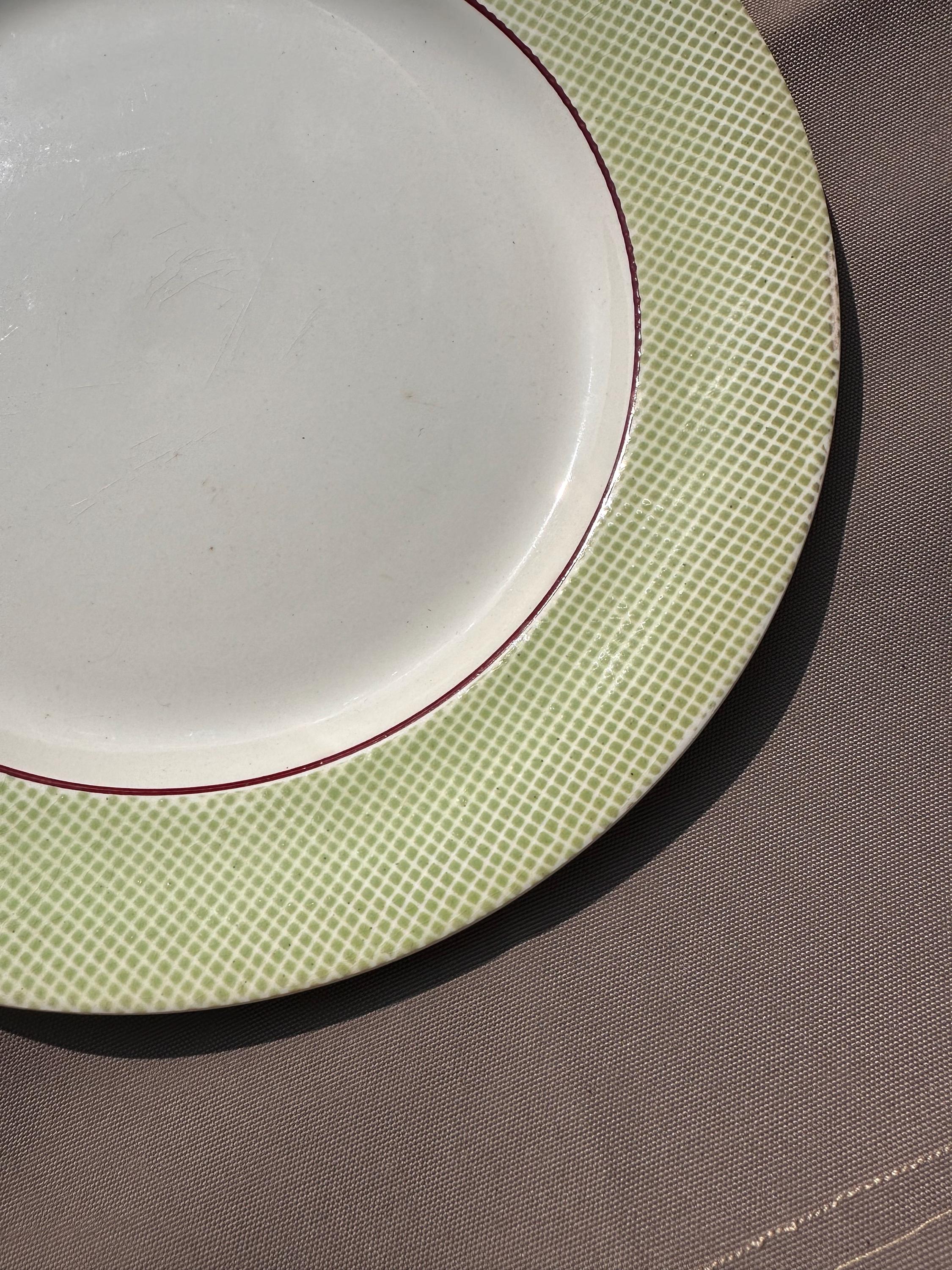 Plat à tarte Salins "Isoard" – Motif quadrillé vert, Ø 27 cm