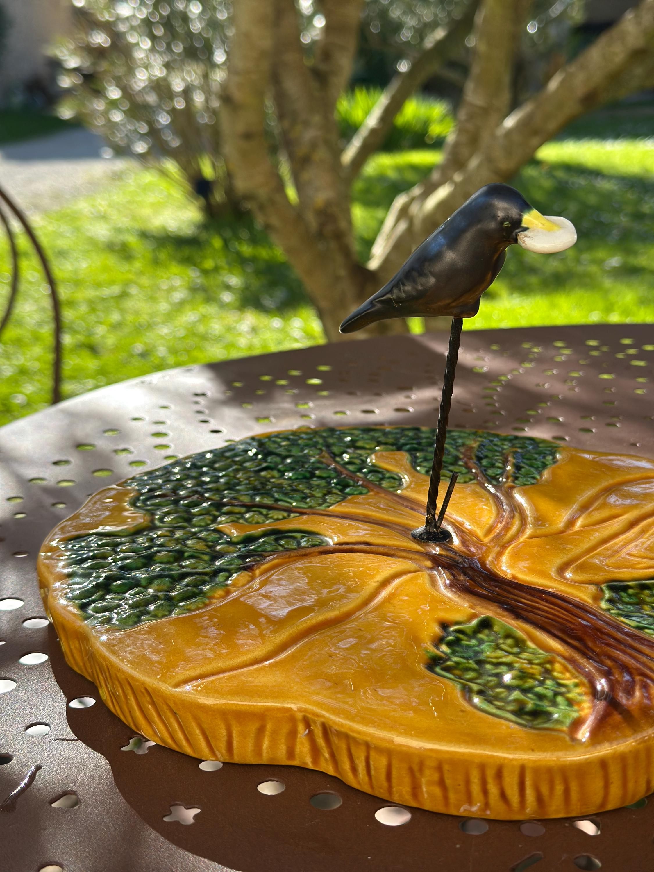 Vintage Vallauris ceramic cheese platter – The Crow and the Fox