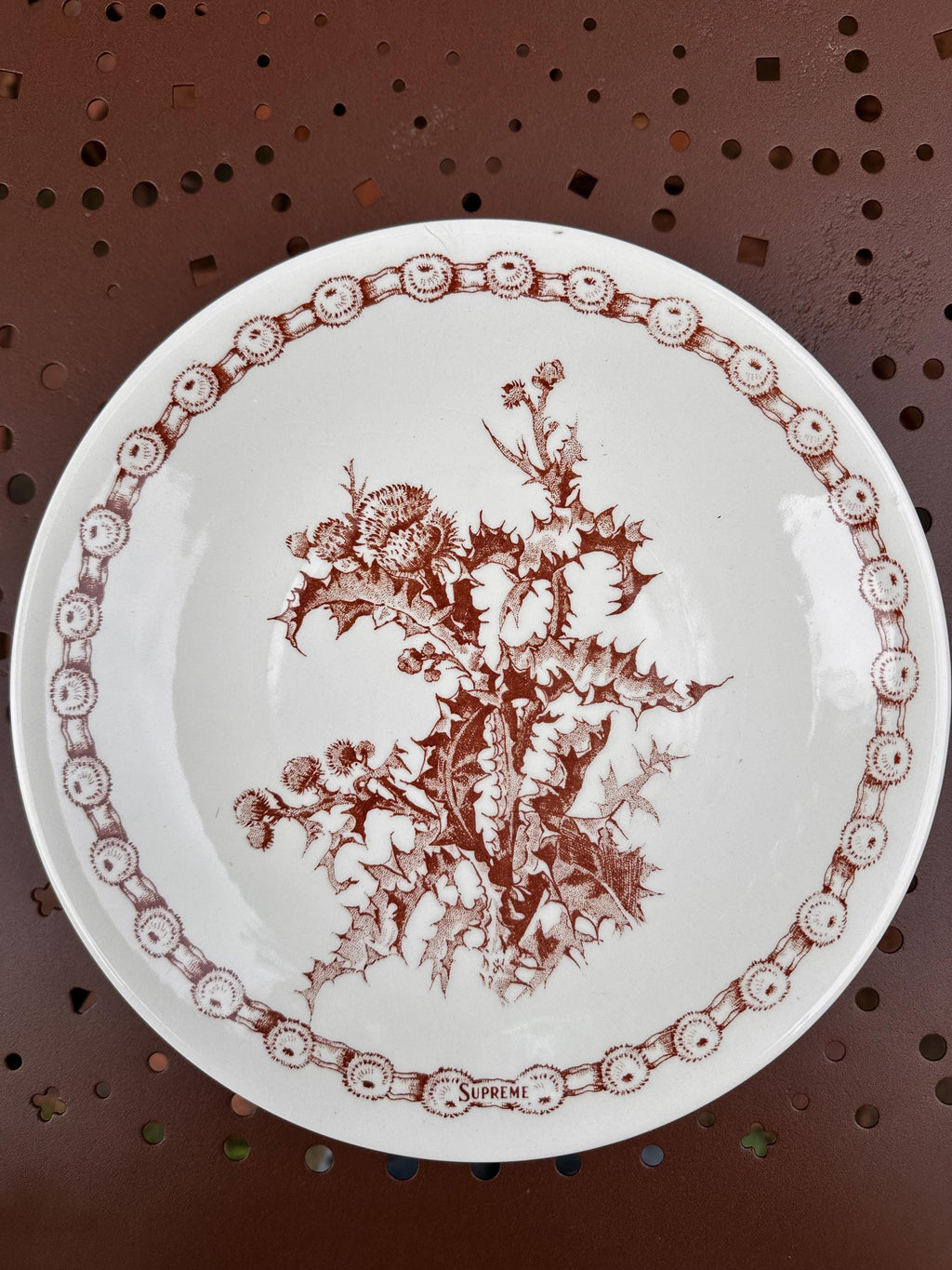 assiettes creuses vintage "Suprême" – Décor chardons marron Lot de 6