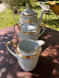 Service à Thé Porcelaine de Sologne Larchevêque, Blanc & Or (Trio)