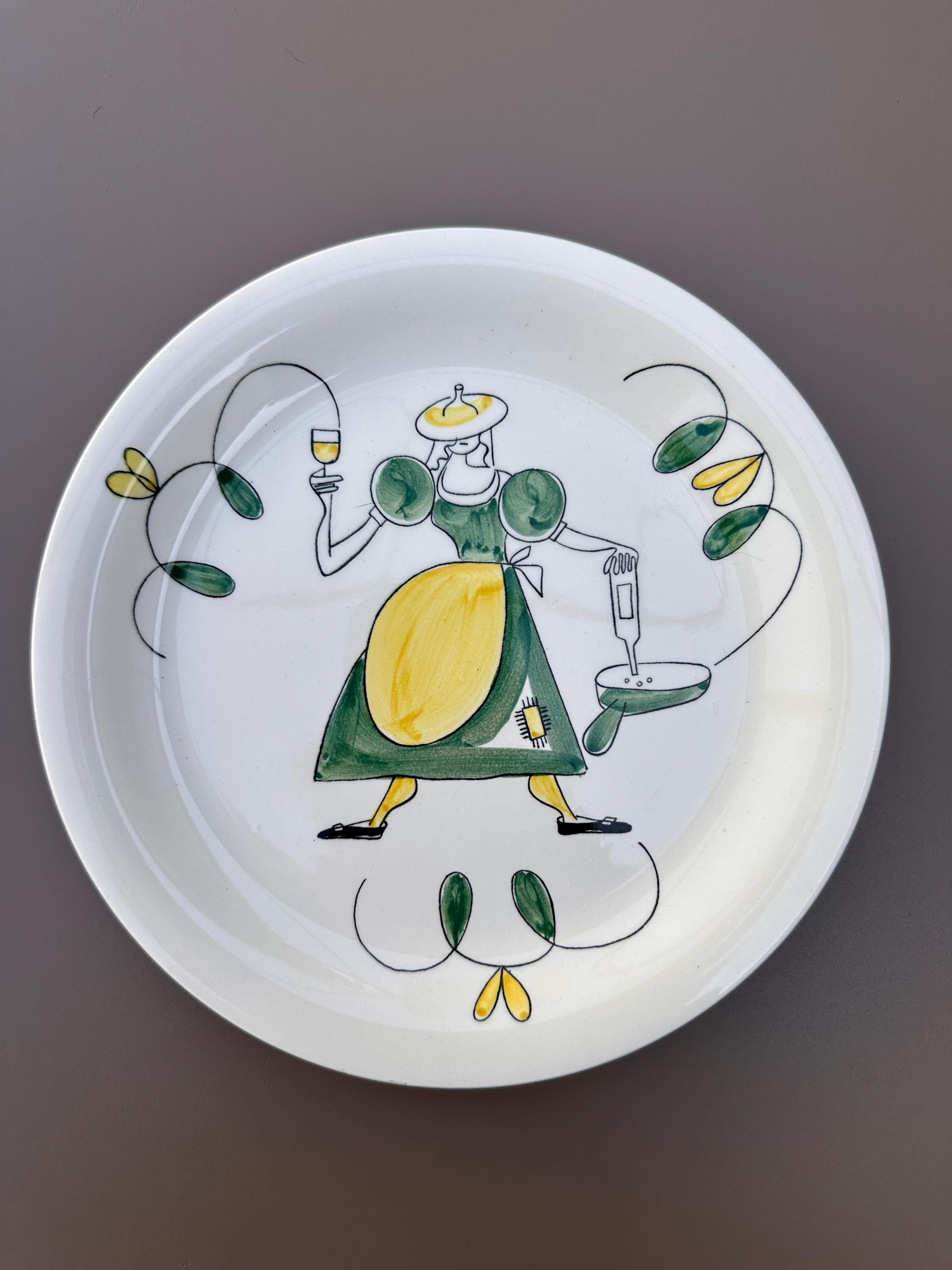6 Assiettes à Dessert Rétro "Folklore Gastronomique