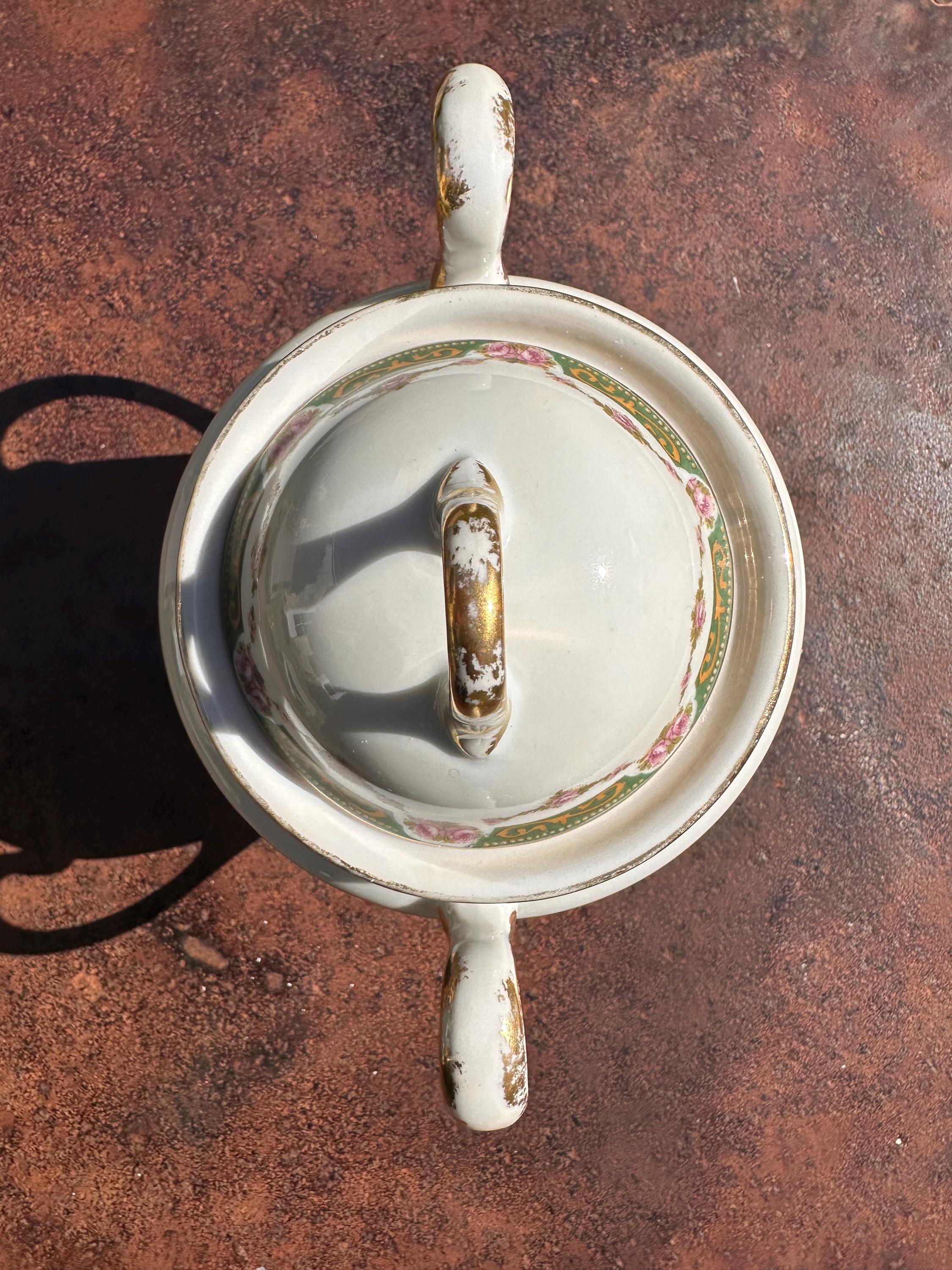 Paul Pastaud Limoges Porcelain Coffee Set, Roses & Gold (Set of 3)