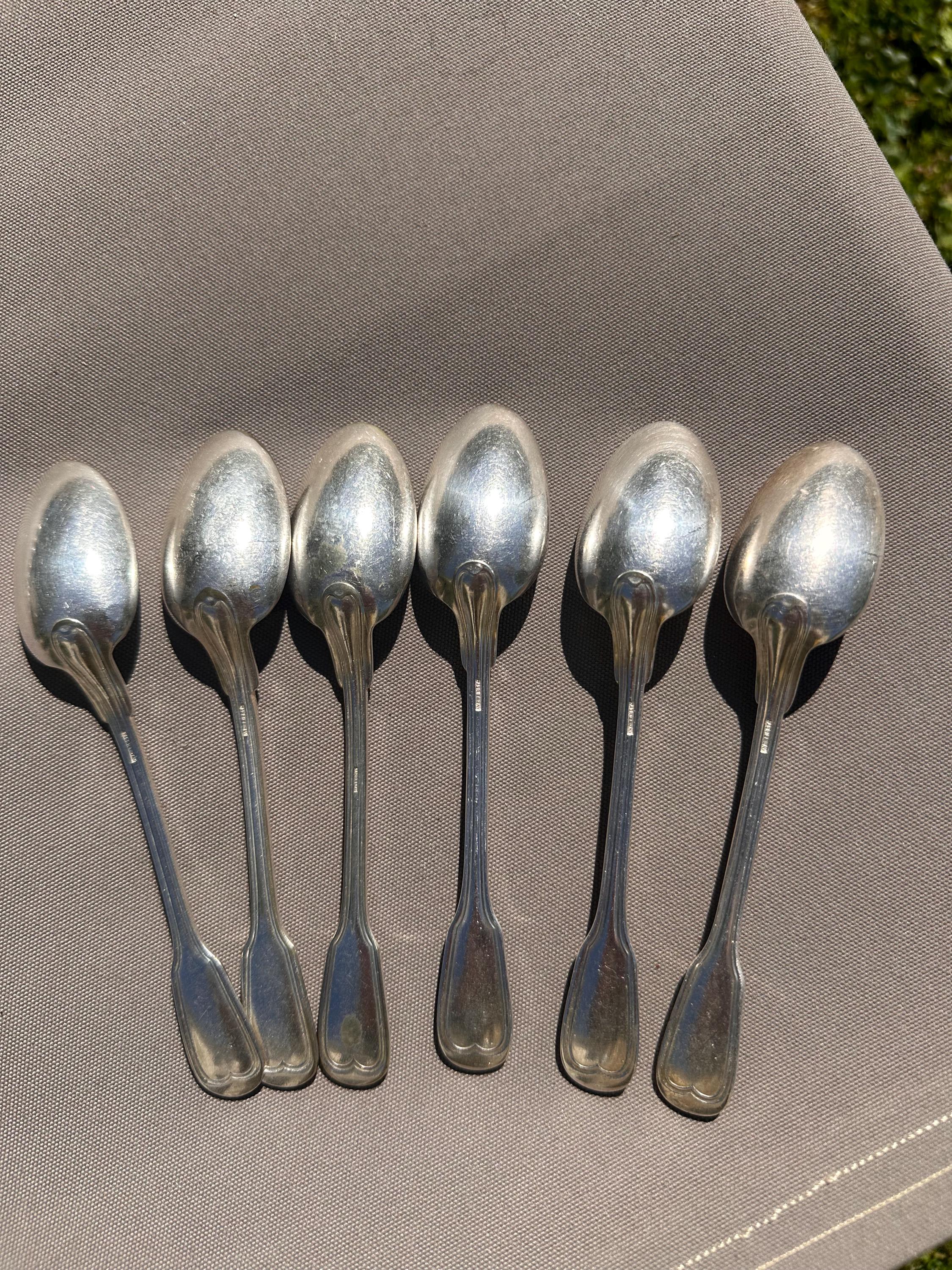 6 petites cuillères en métal argenté Gabriel Gay – Modèle Filet